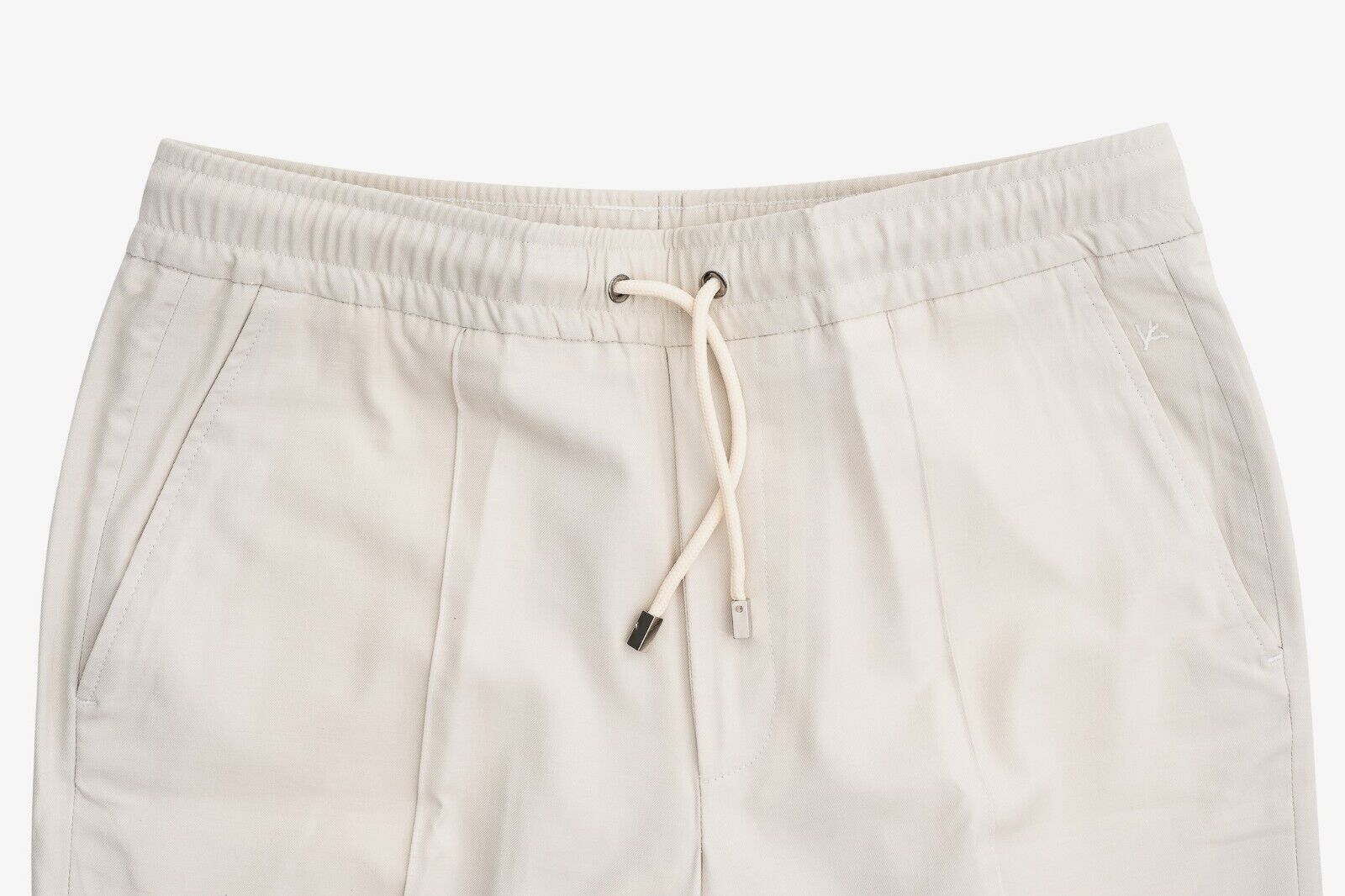 1100$ ISAIA NAPOLI Ivory Drawstring Trousers Sport Pant Wool / Cotton
