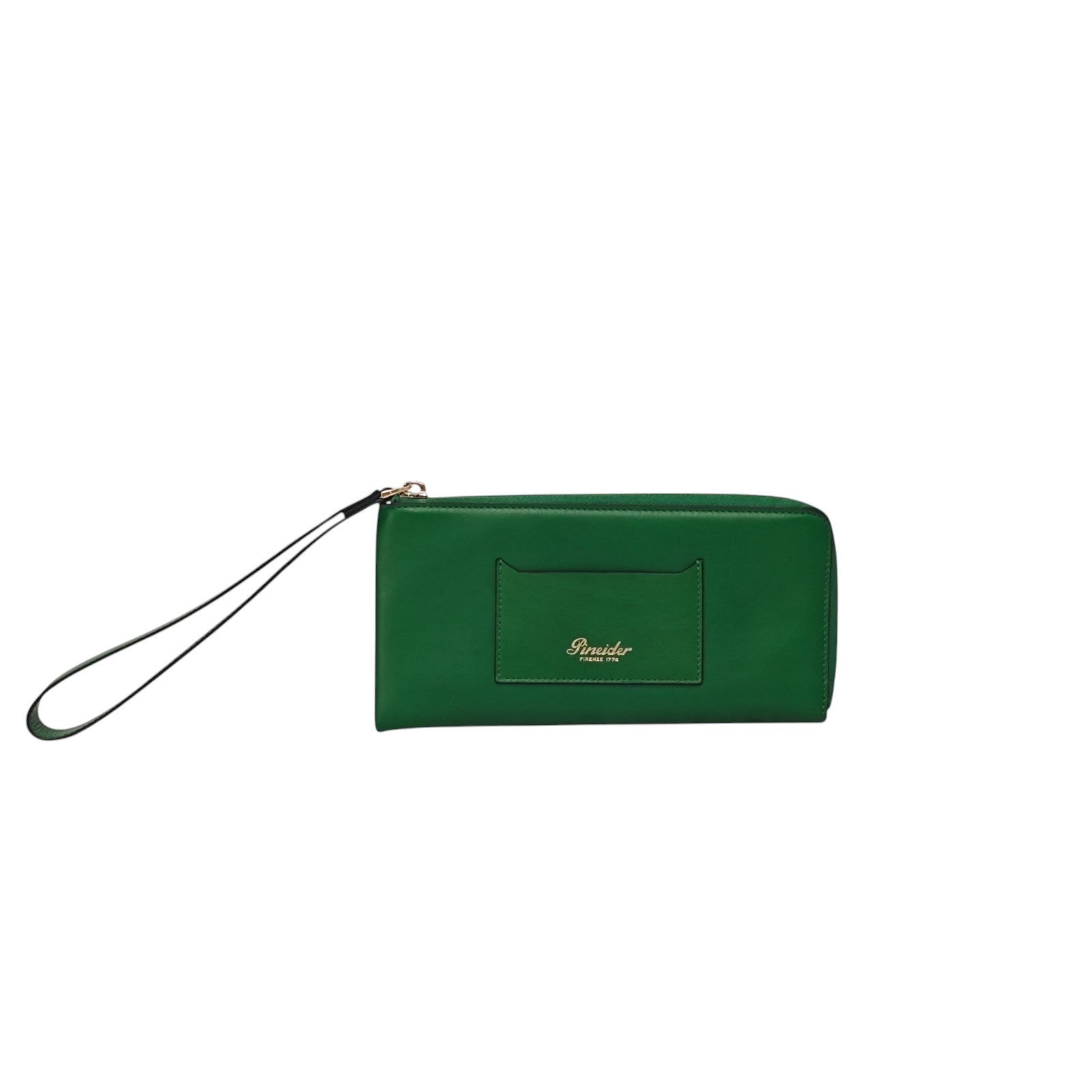 565$ PINEIDER FIRENZE Zip Around Wallet Green Smooth Calf Leather Green