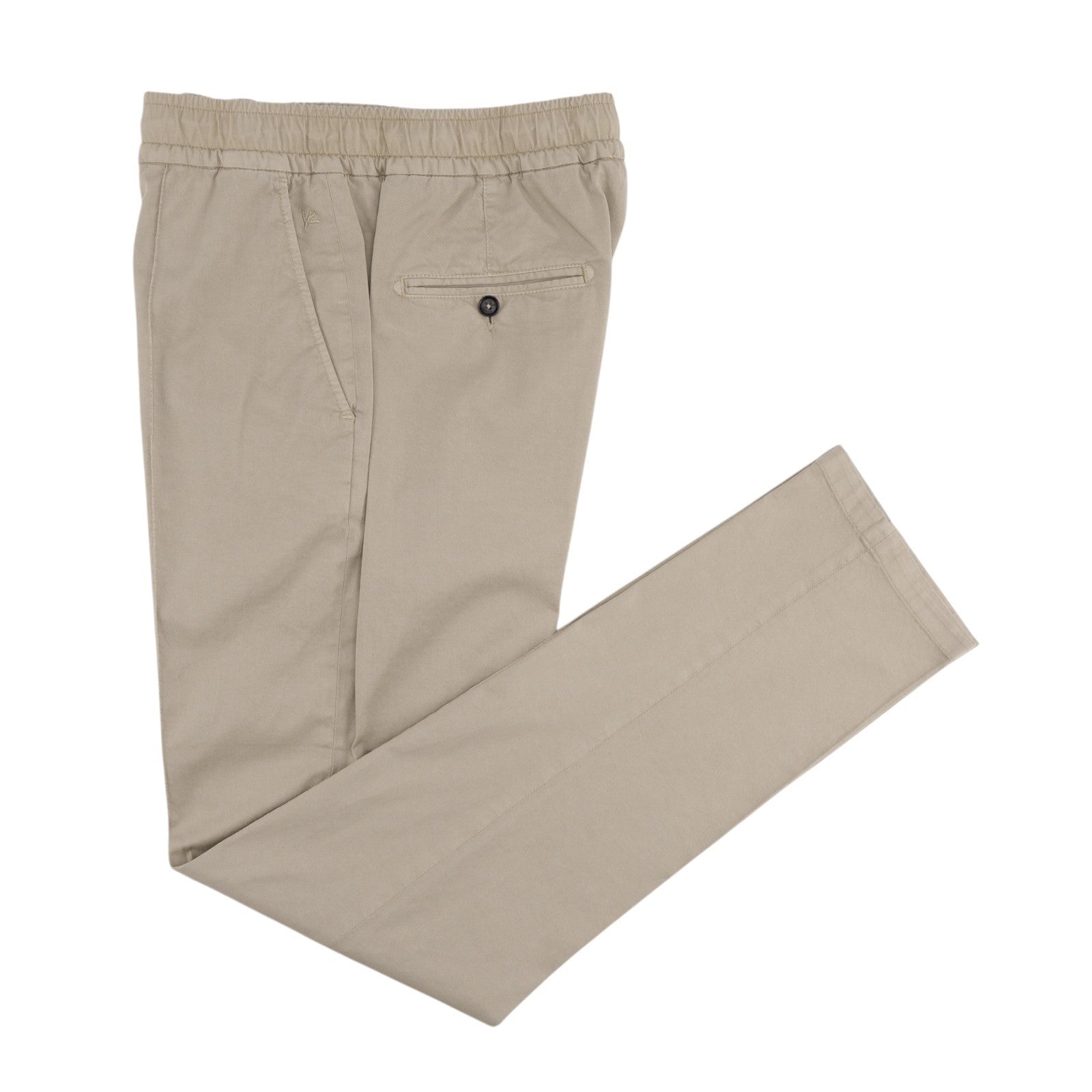 1050$ ISAIA NAPOLI "Comfort Project" Beige Drawstring Pant Cotton Tapered Fit