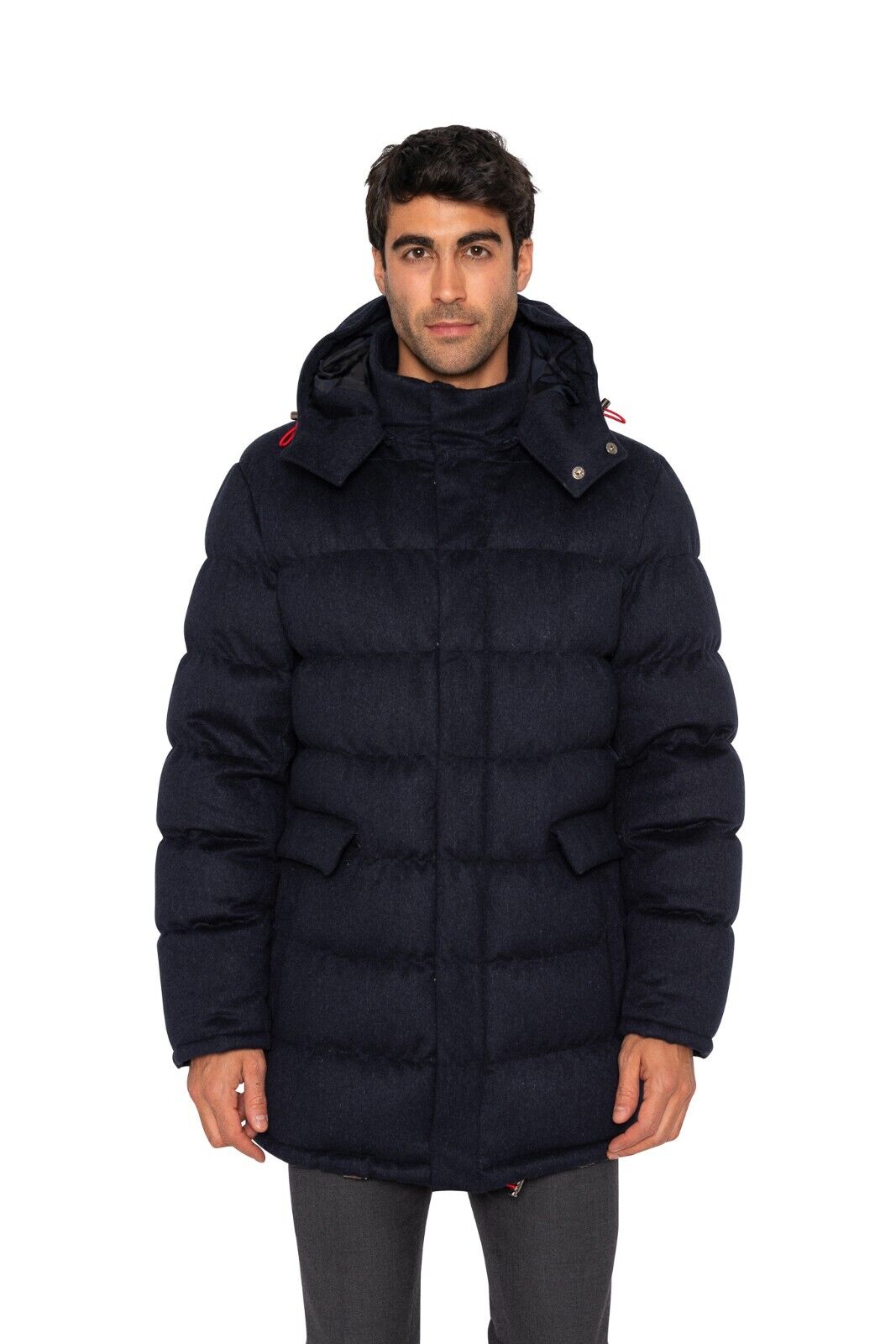 $6500 ISAIA NAPOLI Blue Navy Goose Down Hooded Puffer Coat 100% Cashmere