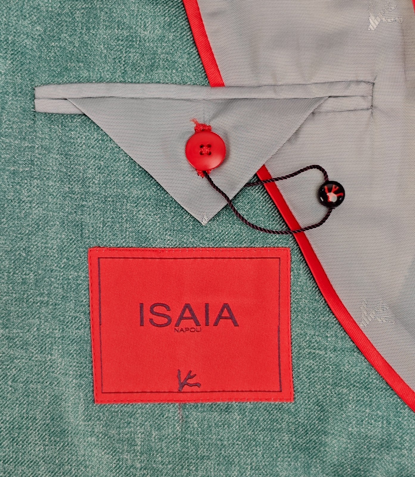 $5200 ISAIA NAPOLI "Capri" Aquamarine Jacket Sport Coat 100% Silk 38 US / 48 EU