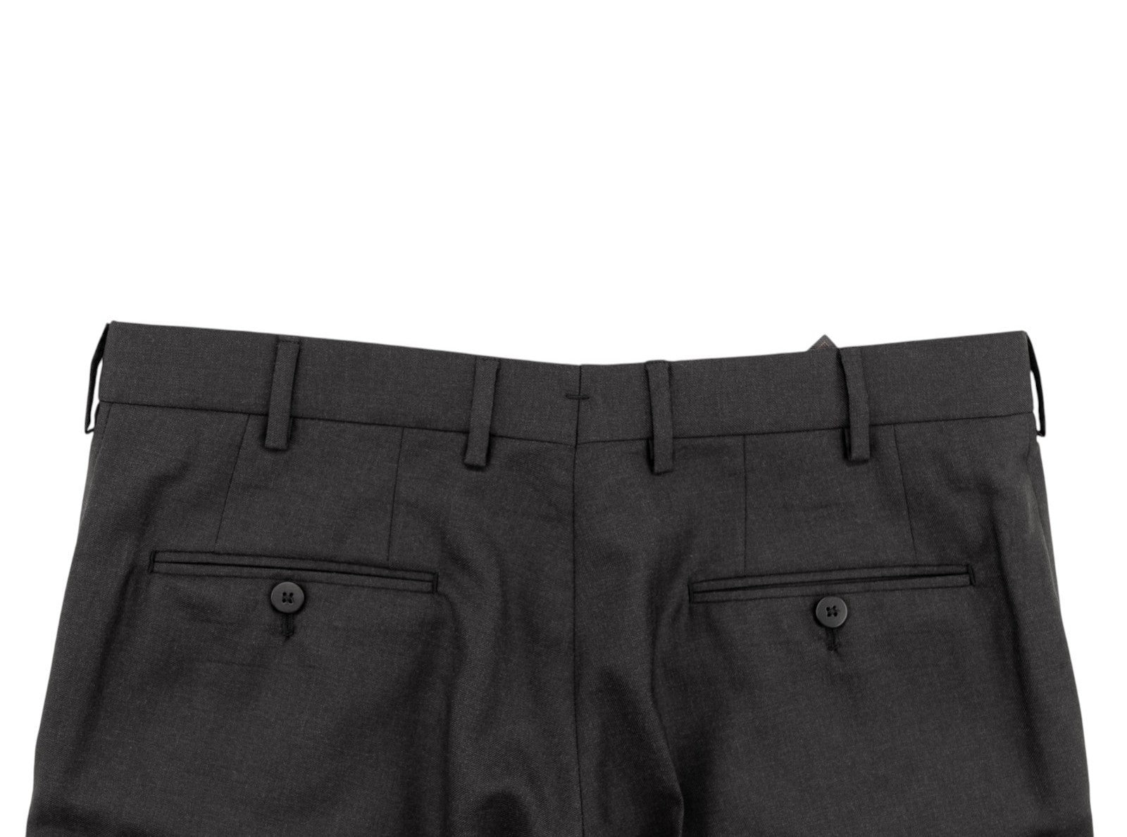 1690$ ISAIA Hand-Sewn Tapered Dress Pant Fine Wool 150's Dark Gray 38 US / 54 EU