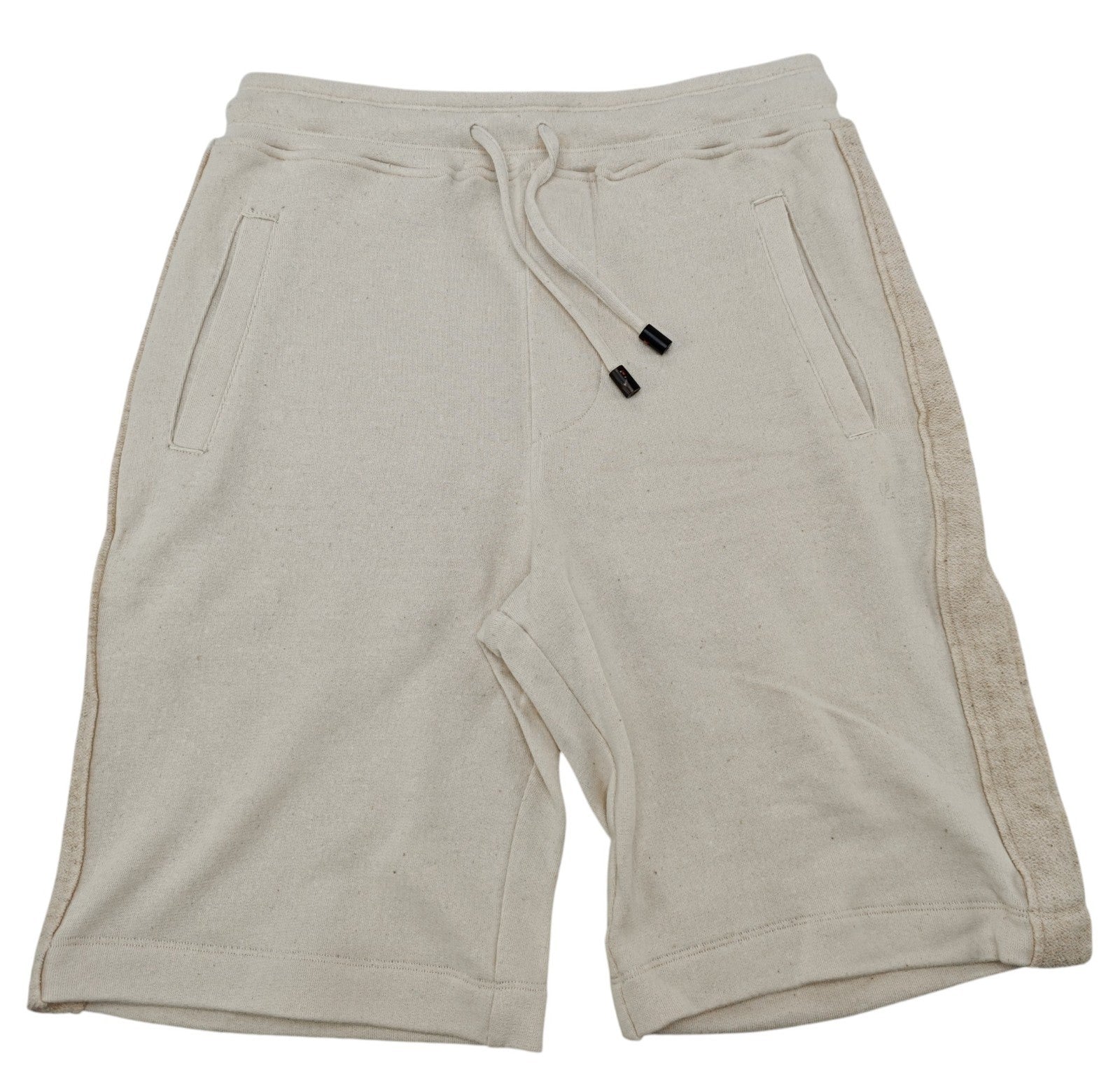$1950 ISAIA Ivory Zip Tracksuit Jogging Short Pant Cotton - Hemp - Linen Size M