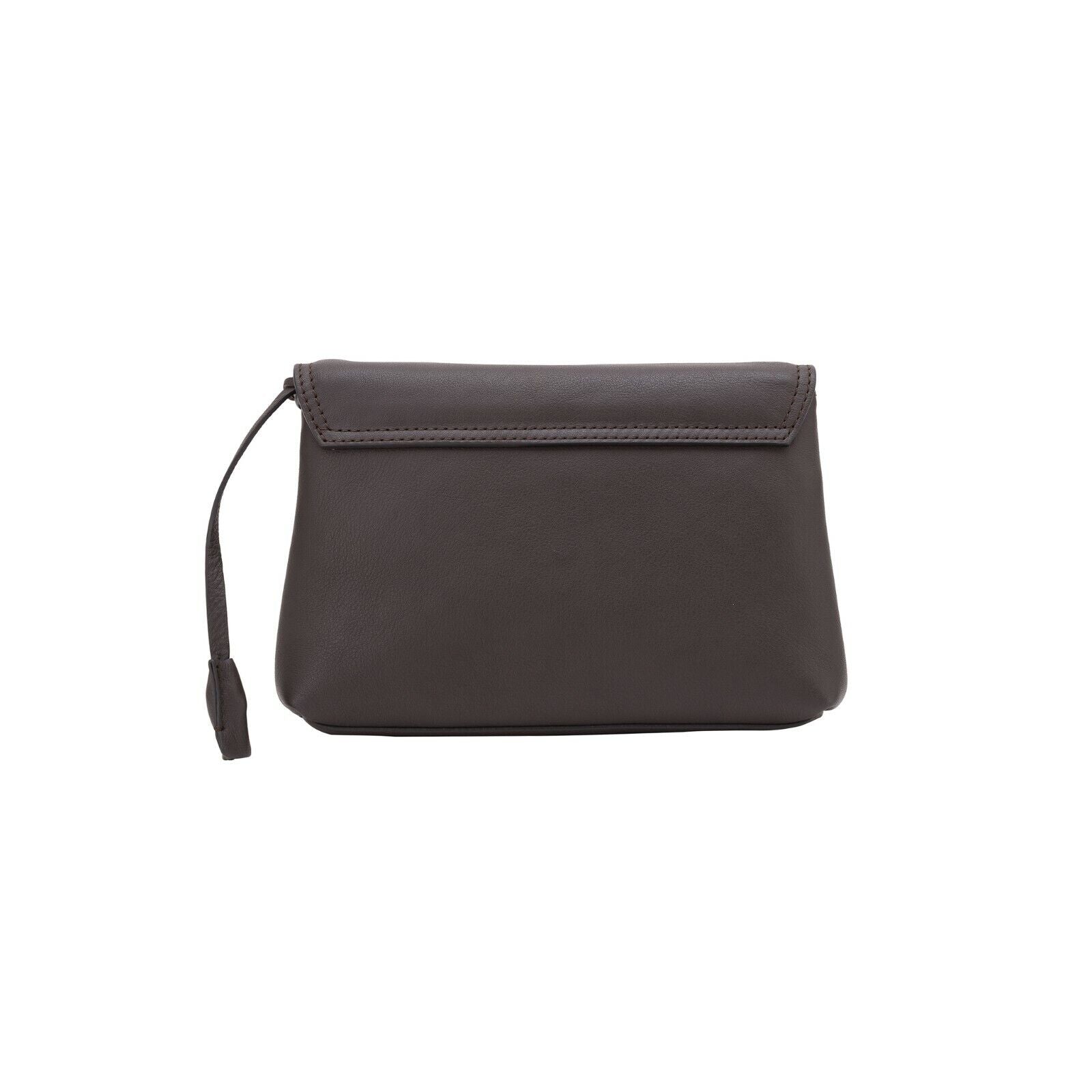 $390 Testoni Bologna Brown Easy Calf Hand Clutch Bag Padlock with Keys