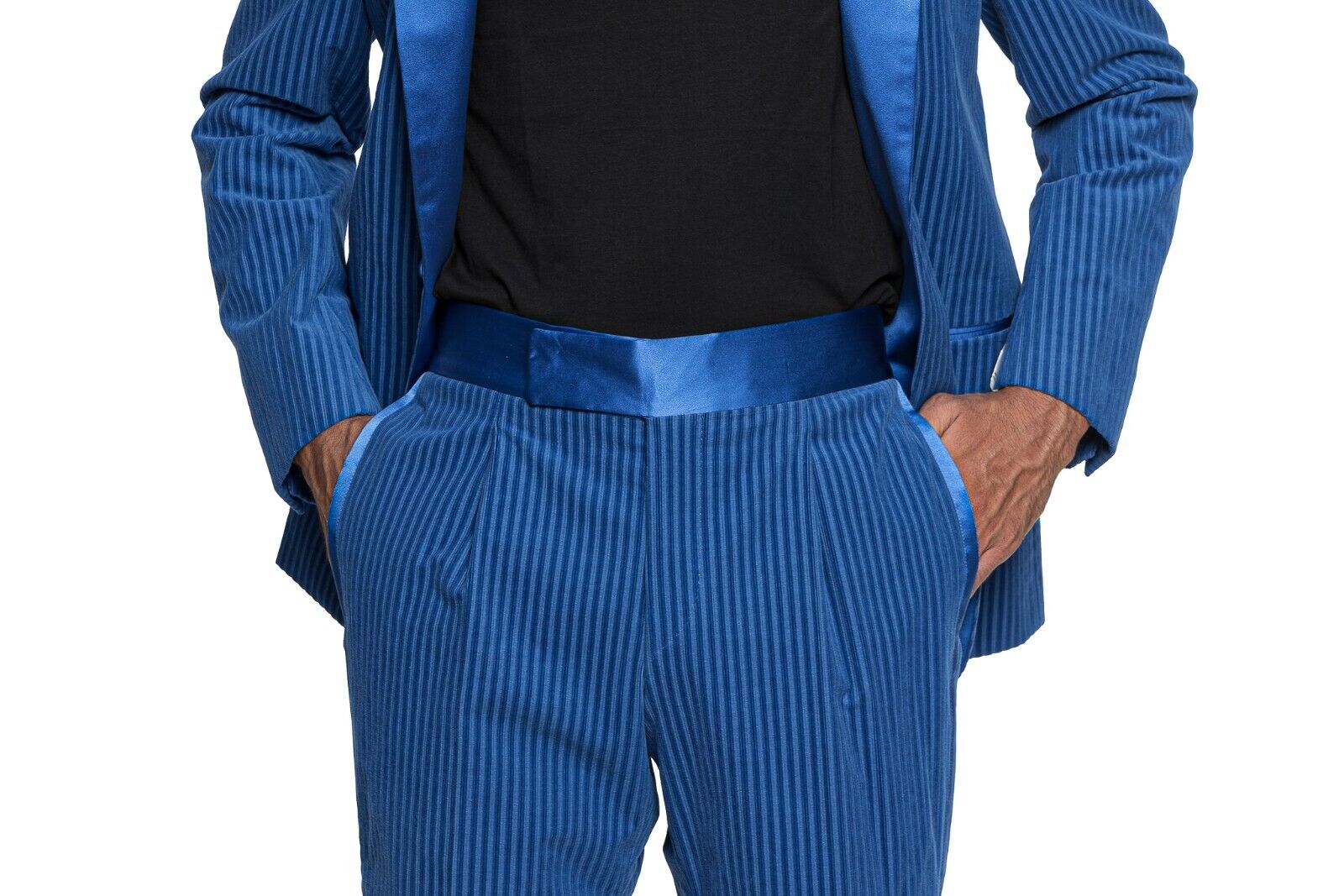 $3200 Belvest RARE Blue Corduroy Tuxedo Suit Peak Lapel 7R Regular Fit