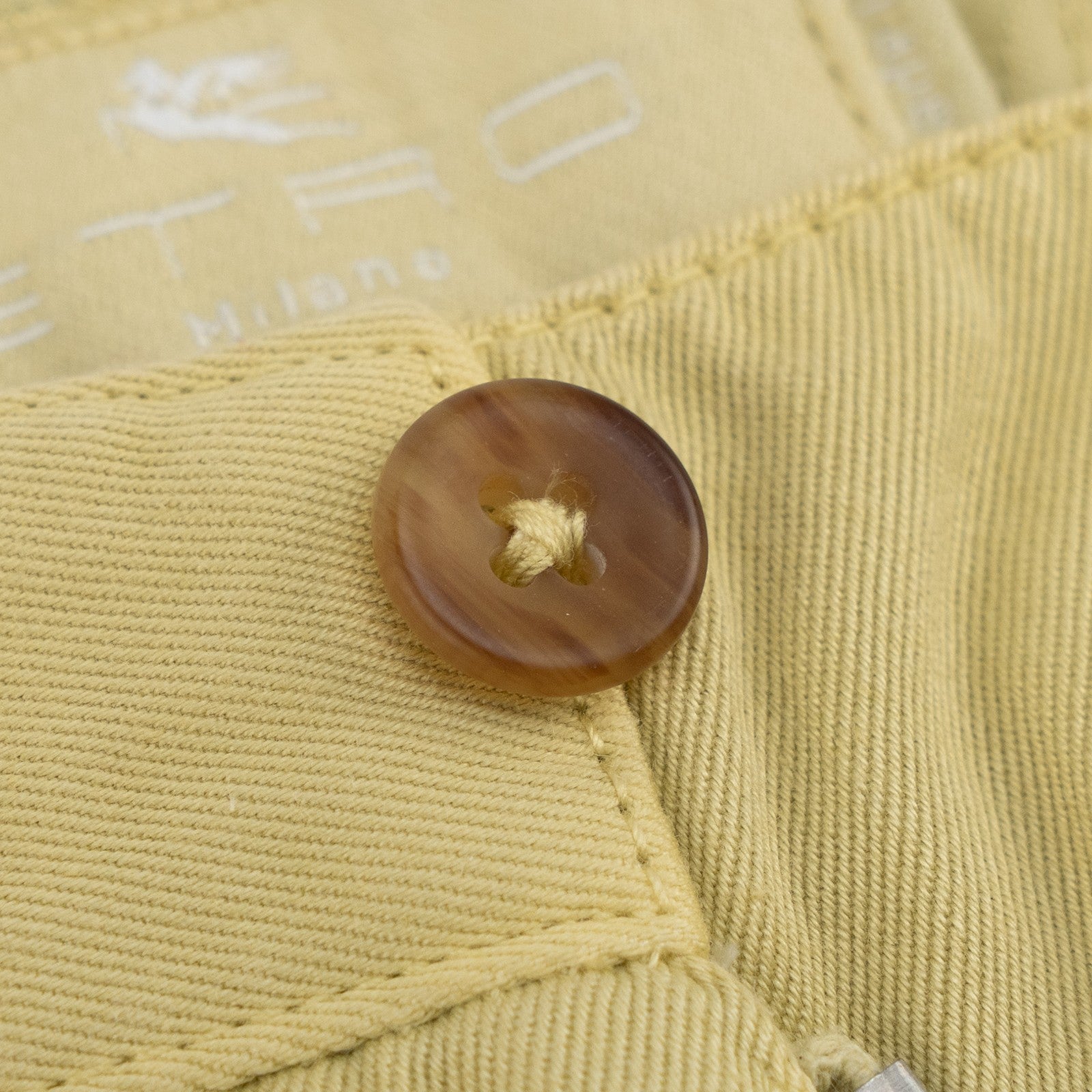 750$ ETRO MILANO Washed Yellow Cotton Twill Pant Straight Leg 30 US / 46 EU