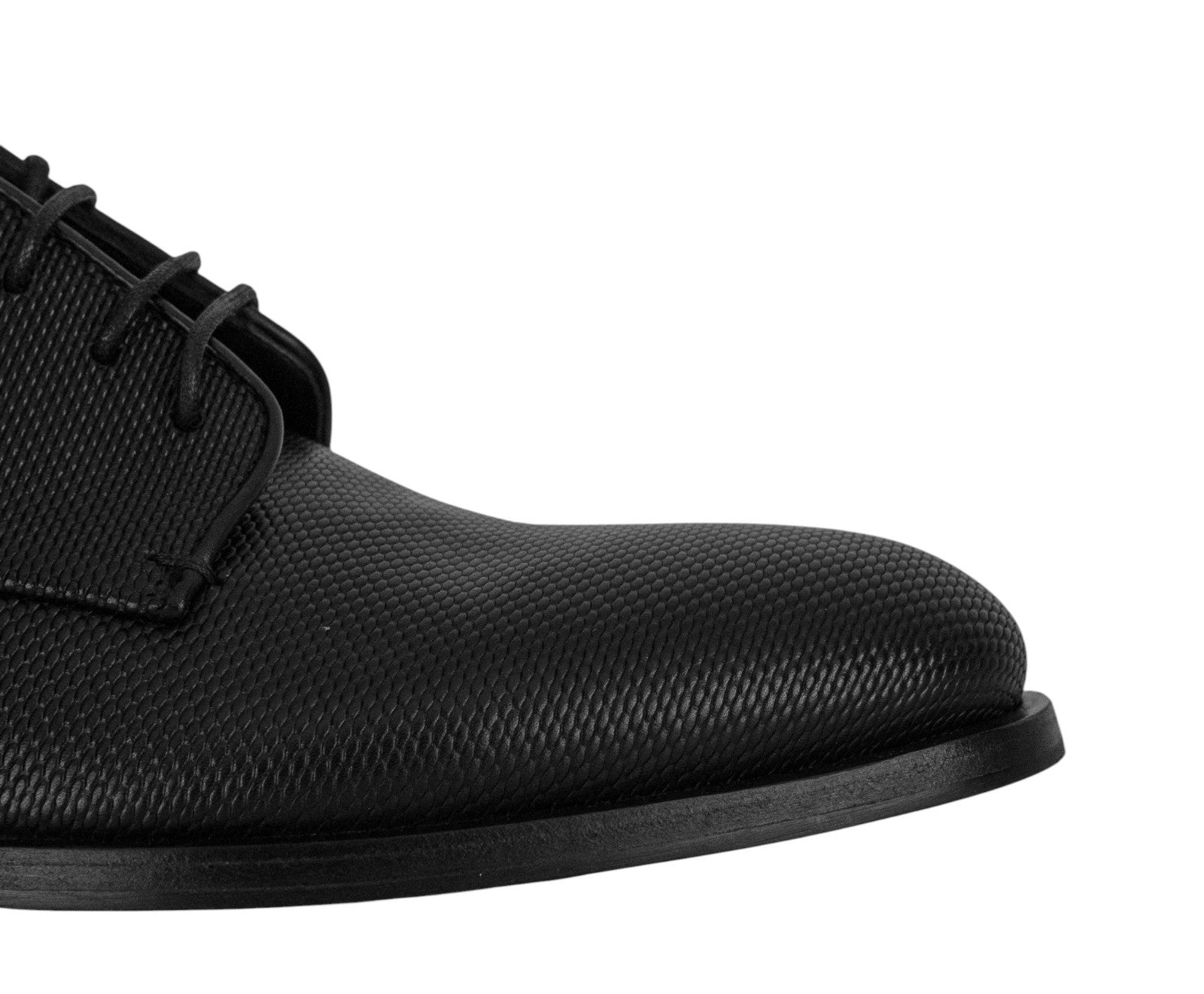 1120$ GIORGIO ARMANI Derby Shoes Black Textured Leather 5 UK 6 US 39 IT