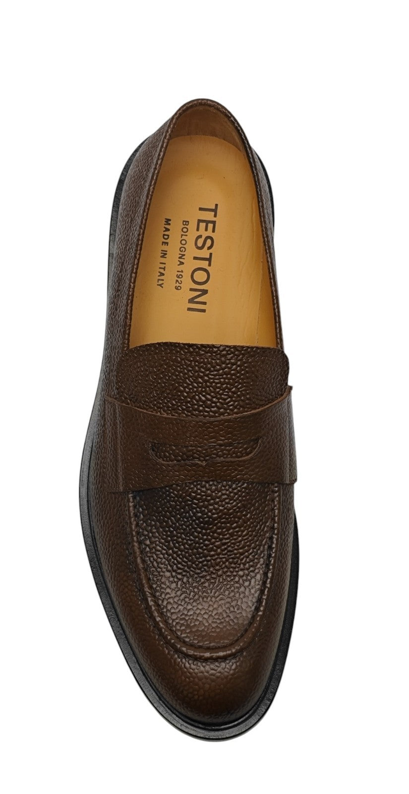 1200$ TESTONI "Lucca"Loafer Brushed Caviar Calf Chestnut 8 UK / 9 US / 42 IT