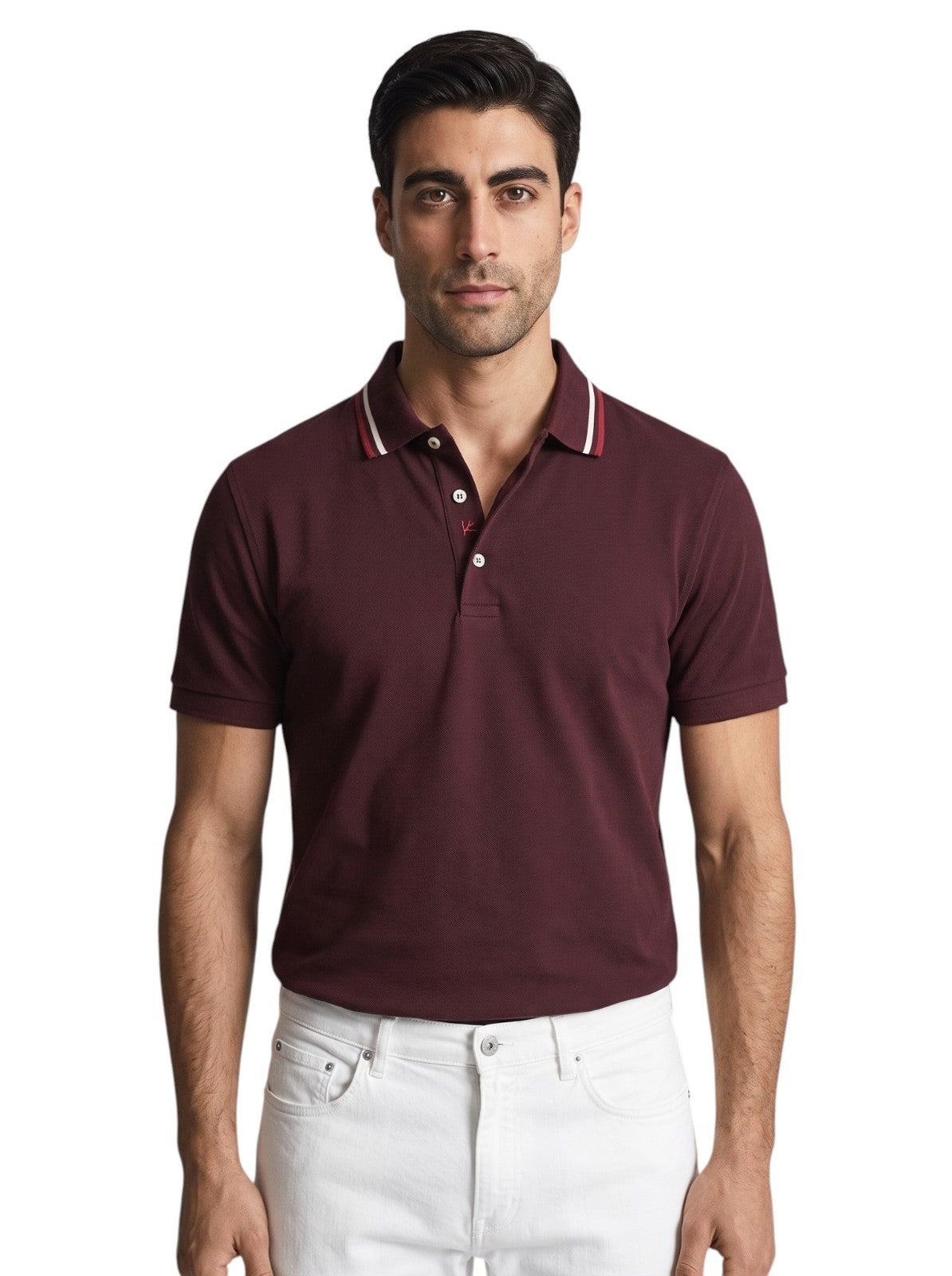 575$ ISAIA NAPOLI Burgundy Short Sleeve Polo 100% Cotton Size M - Made in Italy