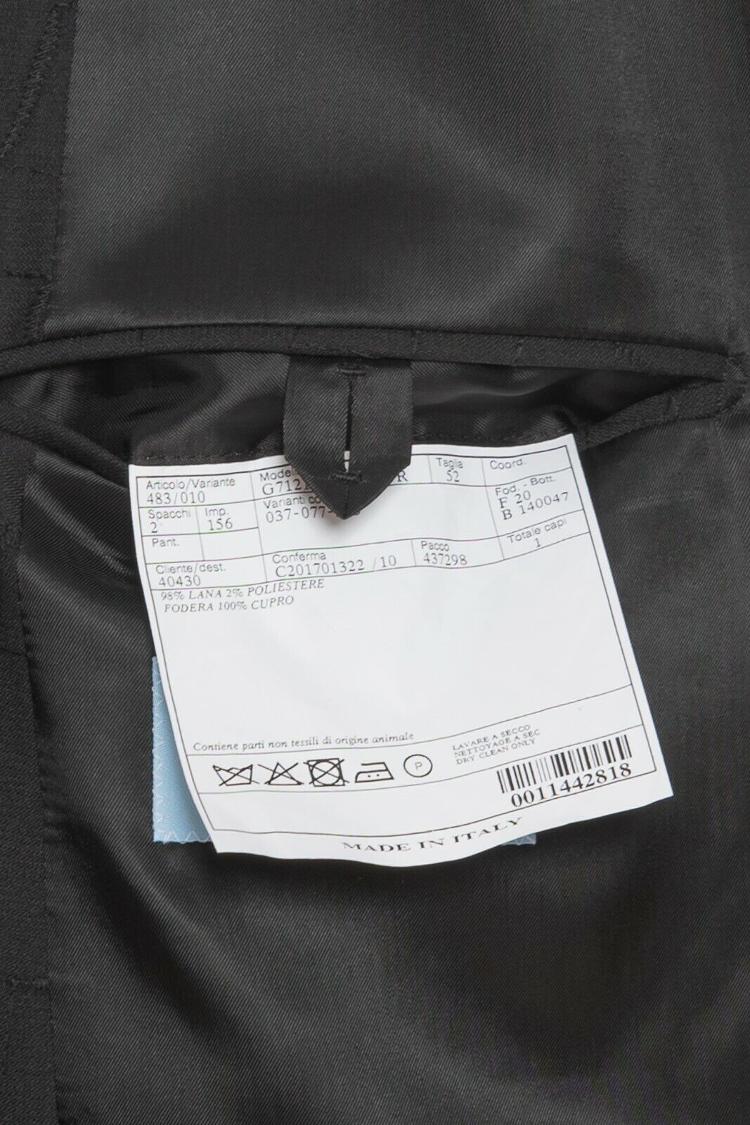 2080$ BELVEST Black Double Breasted Jacket Wool 42 US / 52 EU 8R Super Slim Fit