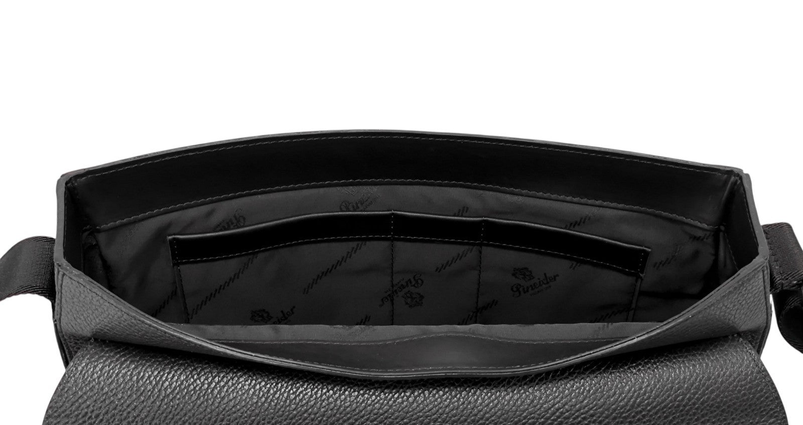 1050$ PINEIDER FIRENZE 1774 "Bottolato" Black Grain Calf Work Messenger Bag