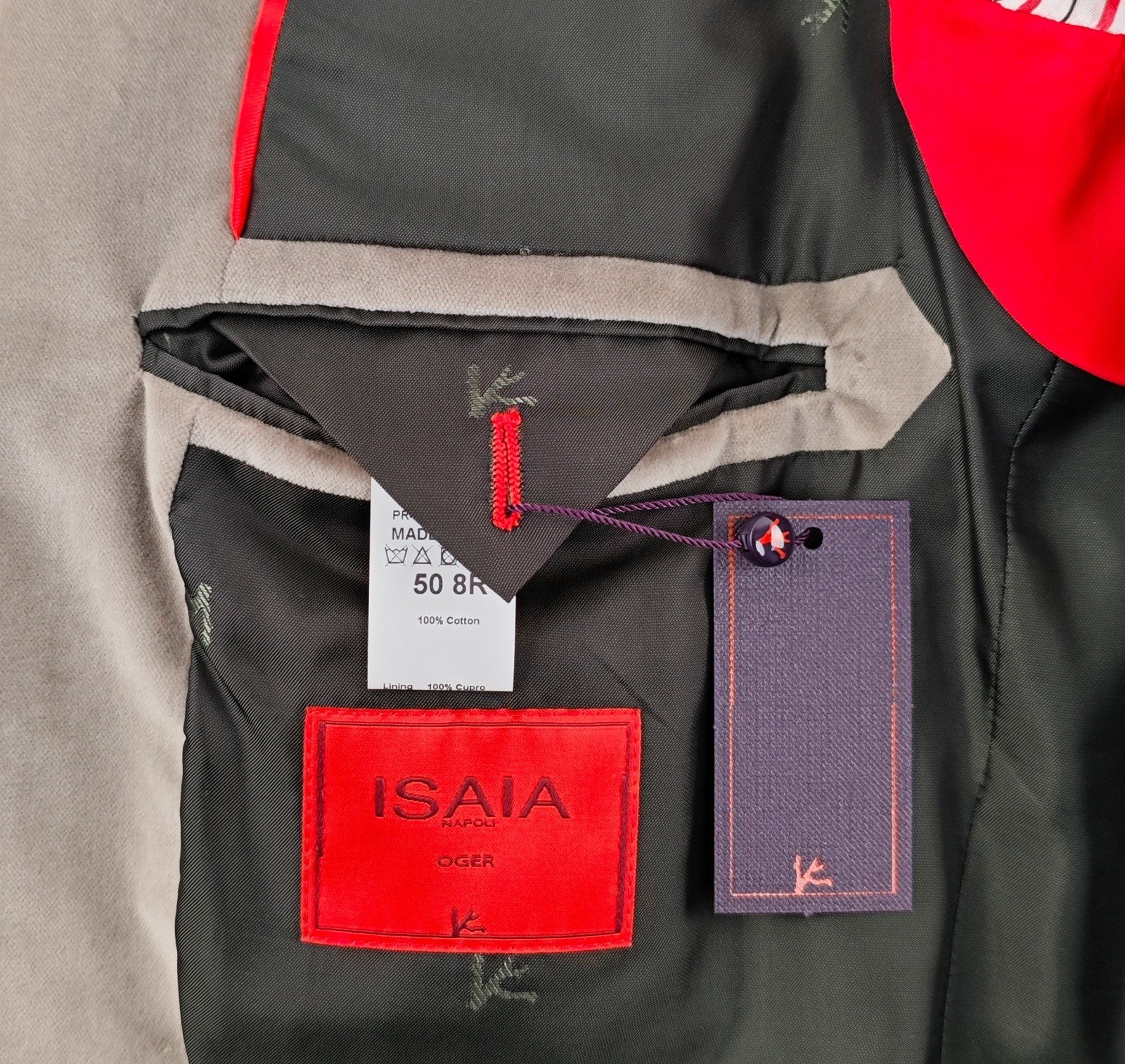 $6500 ISAIA NAPOLI "Amalfi" Gray Hand-Sewn Suit Velvet Cotton