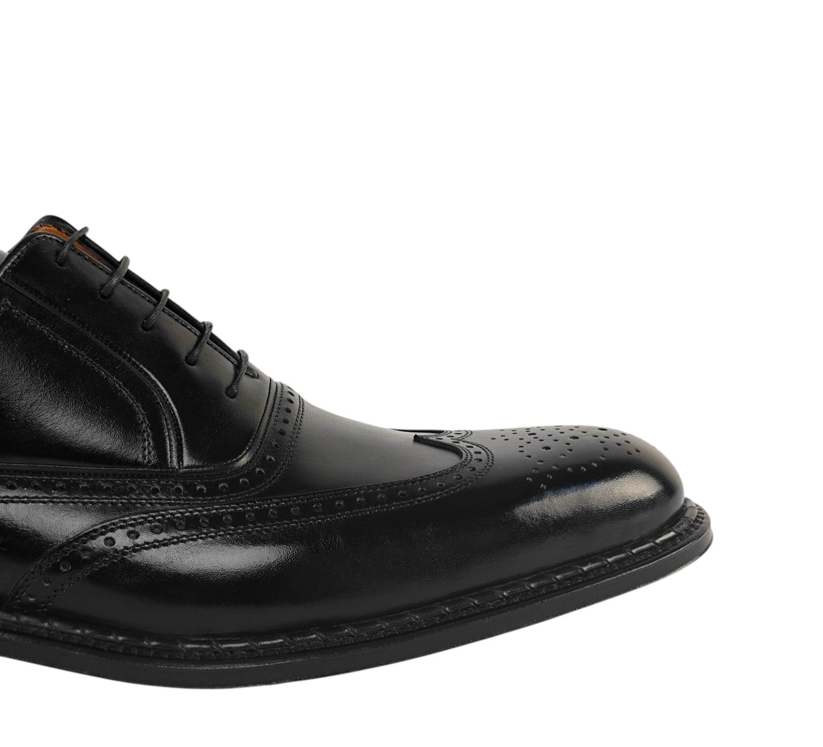 1200$ TESTONI Oxford Brogue Shoes Calf Black Goodyear Welted 8 UK / 9 US / 42 IT