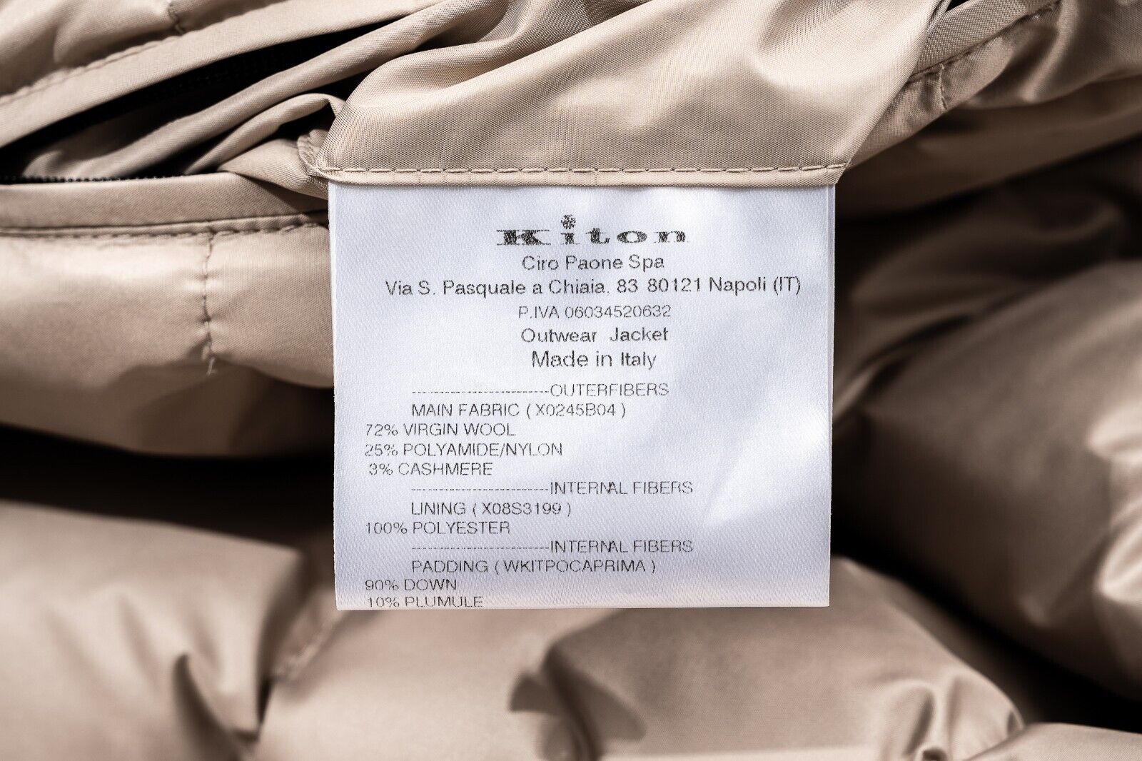 $2800 KITON KNT Ivory Puffer Goose Down Jacket Wool / Cashmere 38 US / 48 EU