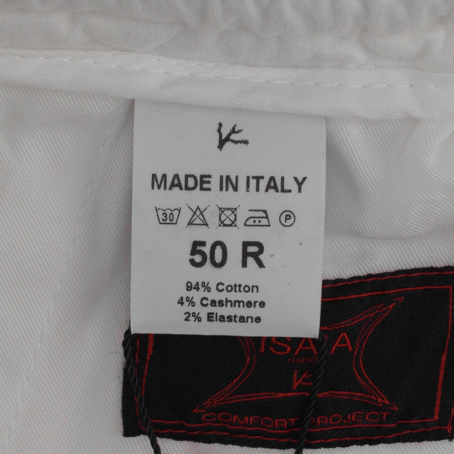 1250$ ISAIA NAPOLI White Drawstring Pant Tapered Cotton Cashmere 34 US / 50 EU