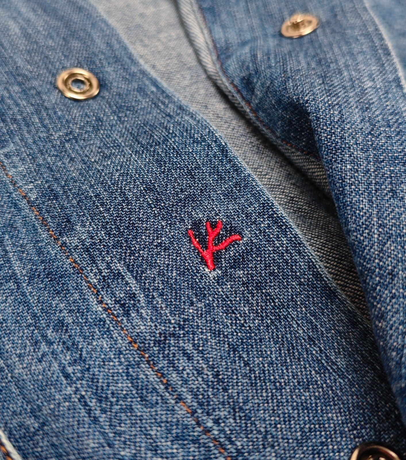 730$ ISAIA NAPOLI Denim Western Shirt Hand-Sewn Blue Cotton 15.75 - 40
