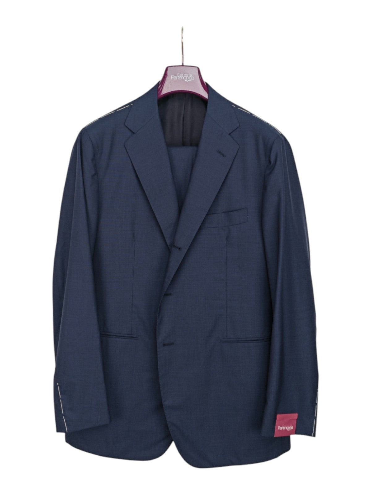 $2500 SARTORIA PARTENOPEA Blue Textured Handmade Suit Wool 120's 46 US / 56 EU