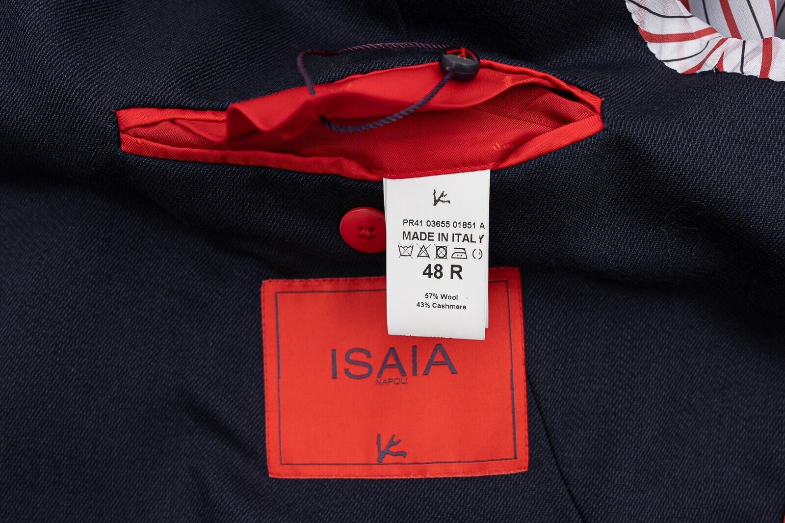 $6200 ISAIA NAPOLI Sartorial Peacoat Coat Blue Navy Cashmere Blend