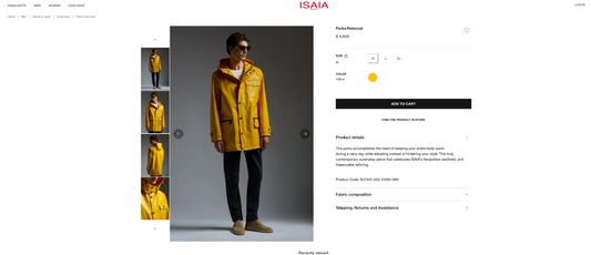 5500$ ISAIA NAPOLI Parka Zip Raincoat Yellow Coated Waterproof Cotton Size M