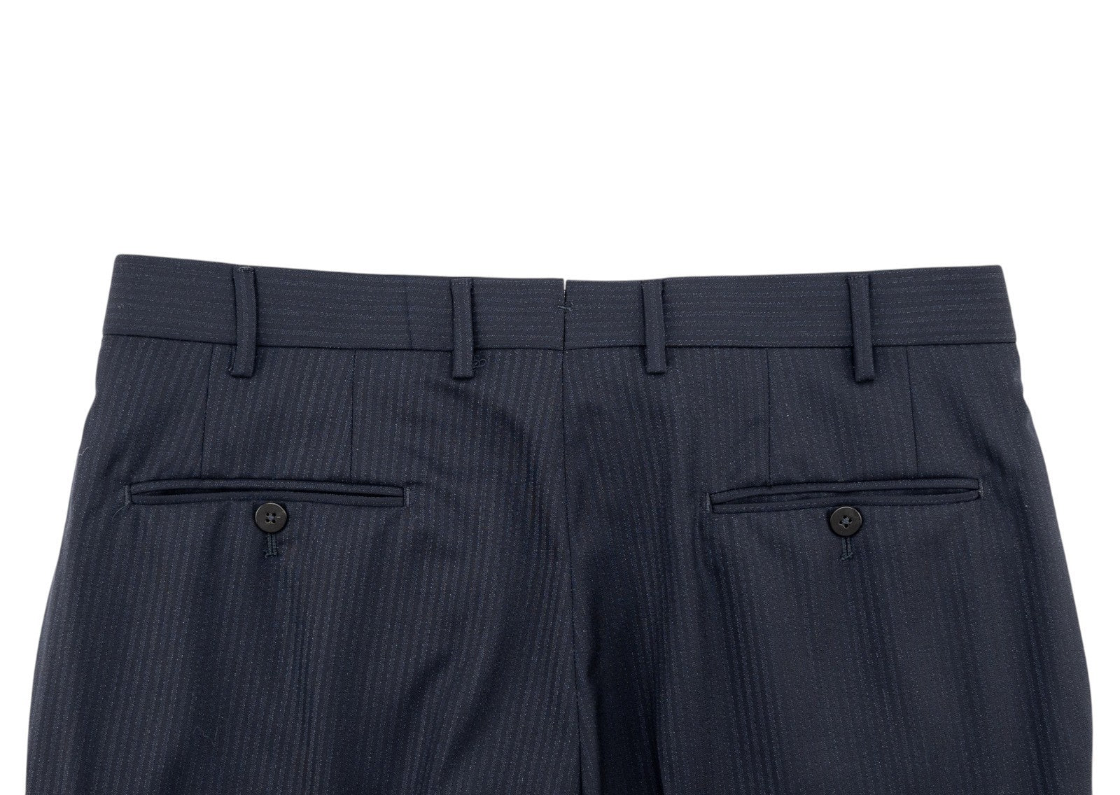 1550$ ISAIA Hand-Sewn Tapered Dress Pant Fine Wool Blue Pinstripe 36 US / 52 EU