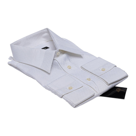690$ LUXURY GERLIN Shirt White Jacquard Cotton 16 - 41 4AS BIJAN