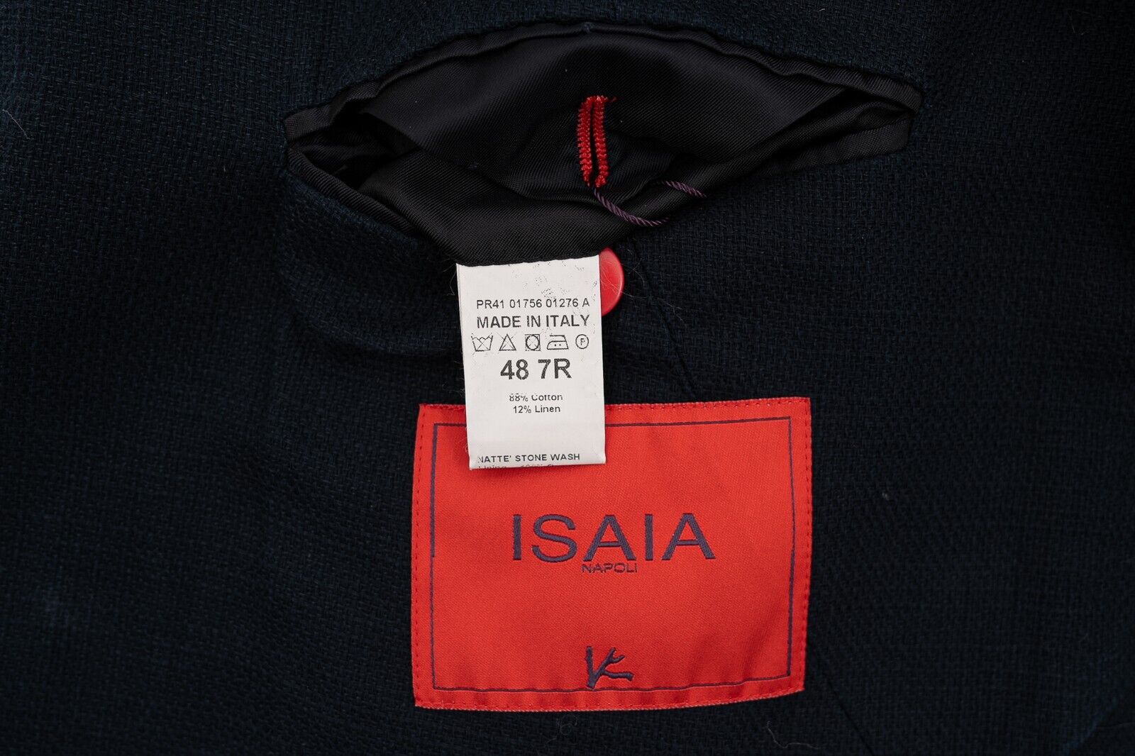 $3800 ISAIA NAPOLI Blue Jacket Sport Coat Washed Cotton / Linen 38 US / 48 EU 7R