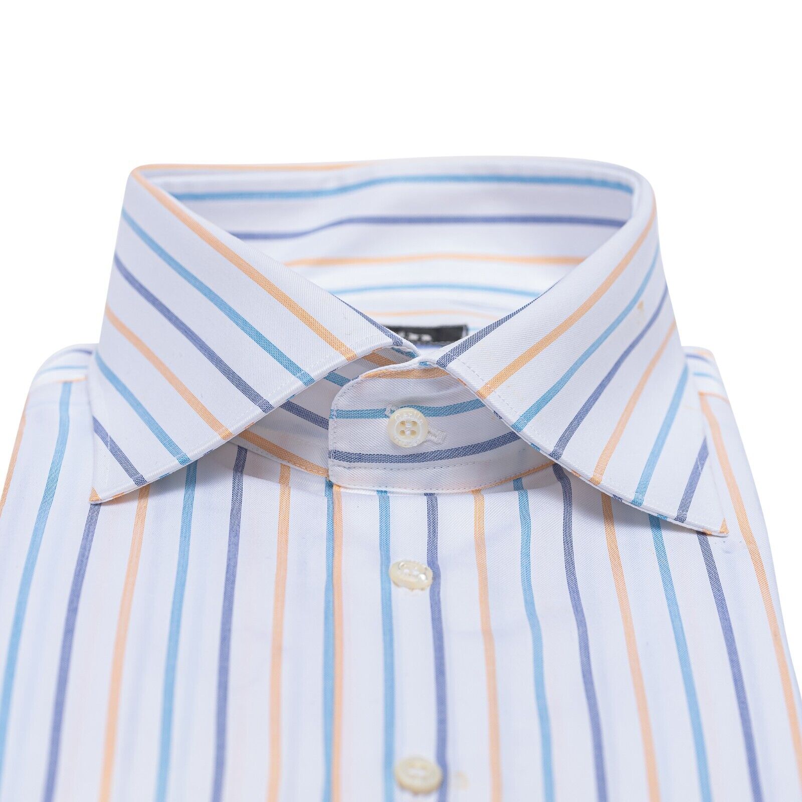 690$ LUXURY GERLIN Shirt Striped White Cotton 17.75 - 45 4H BIJAN