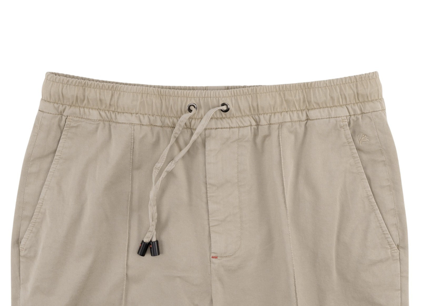 1050$ ISAIA NAPOLI "Comfort Project" Beige Drawstring Pant Cotton Tapered Fit