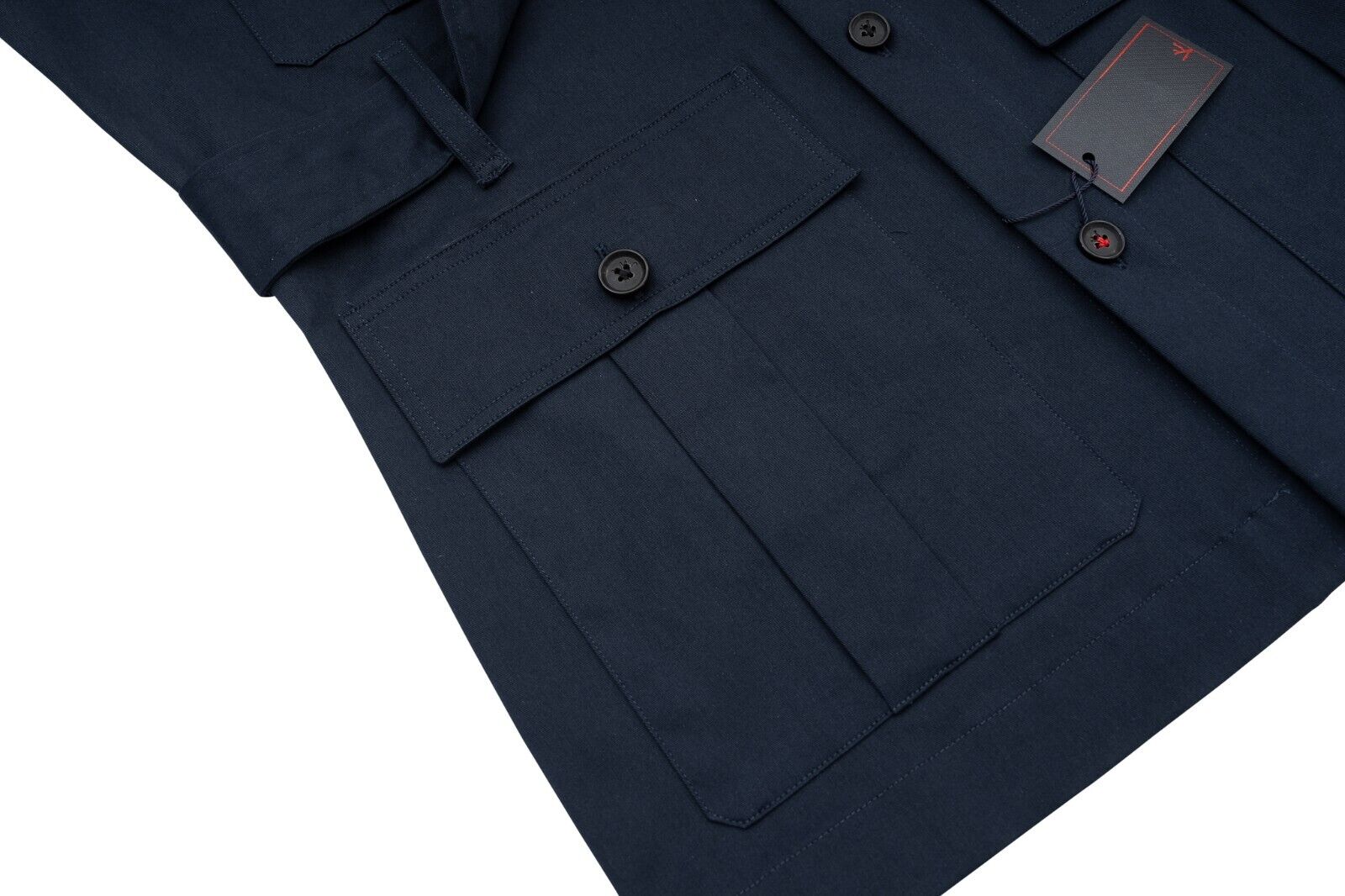 $3800 ISAIA NAPOLI Blue Navy Hand-Sewn Safari Jacket Coat Cotton Size XS