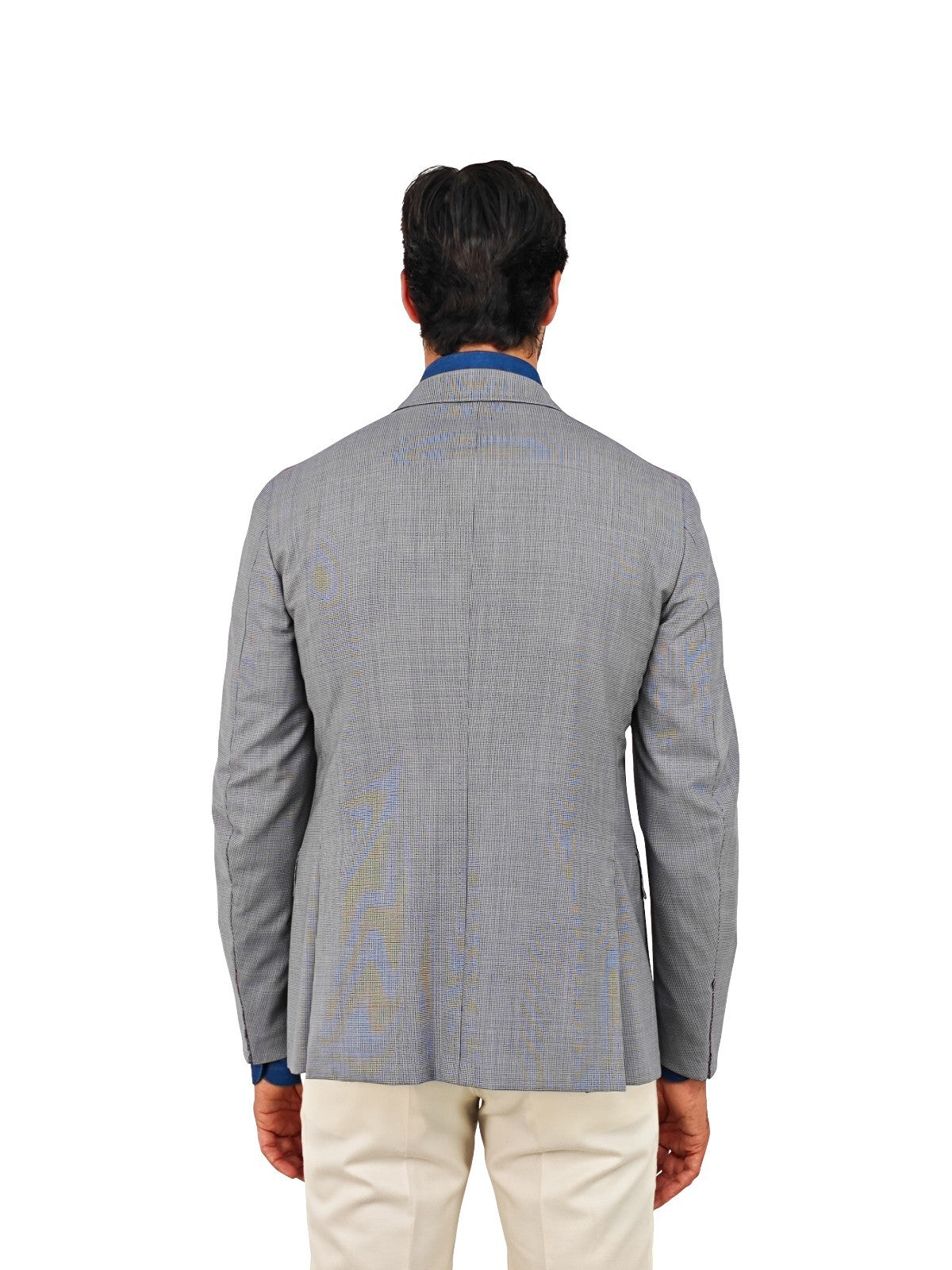 $4850 ISAIA NAPOLI Blue Houndstooth Sport Coat Fine Wool 38 US / 48 EU 8R