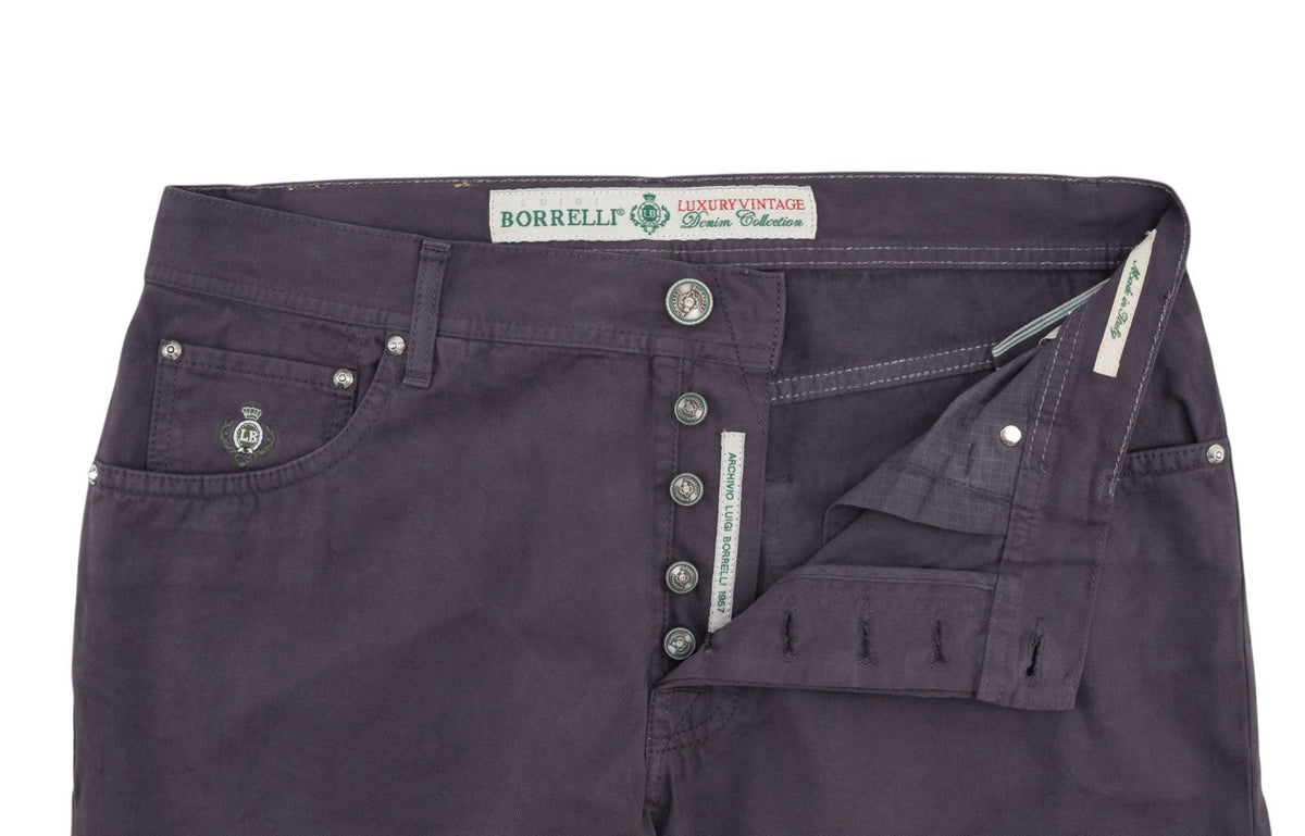 415$ LUIGI BORRELLI NAPOLI Washed Dark Purple Denim Jeans Cotton 35 US / 51 EU