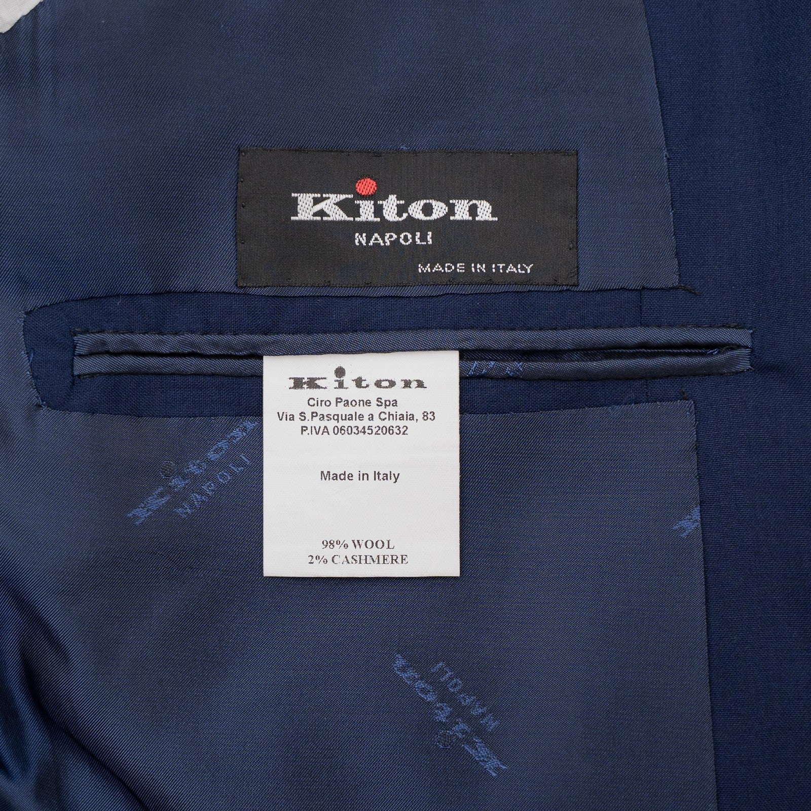 $11500 KITON Limited Edition 2911/3000 Suit Blue Wool Cashmere 42 US / 52 IT