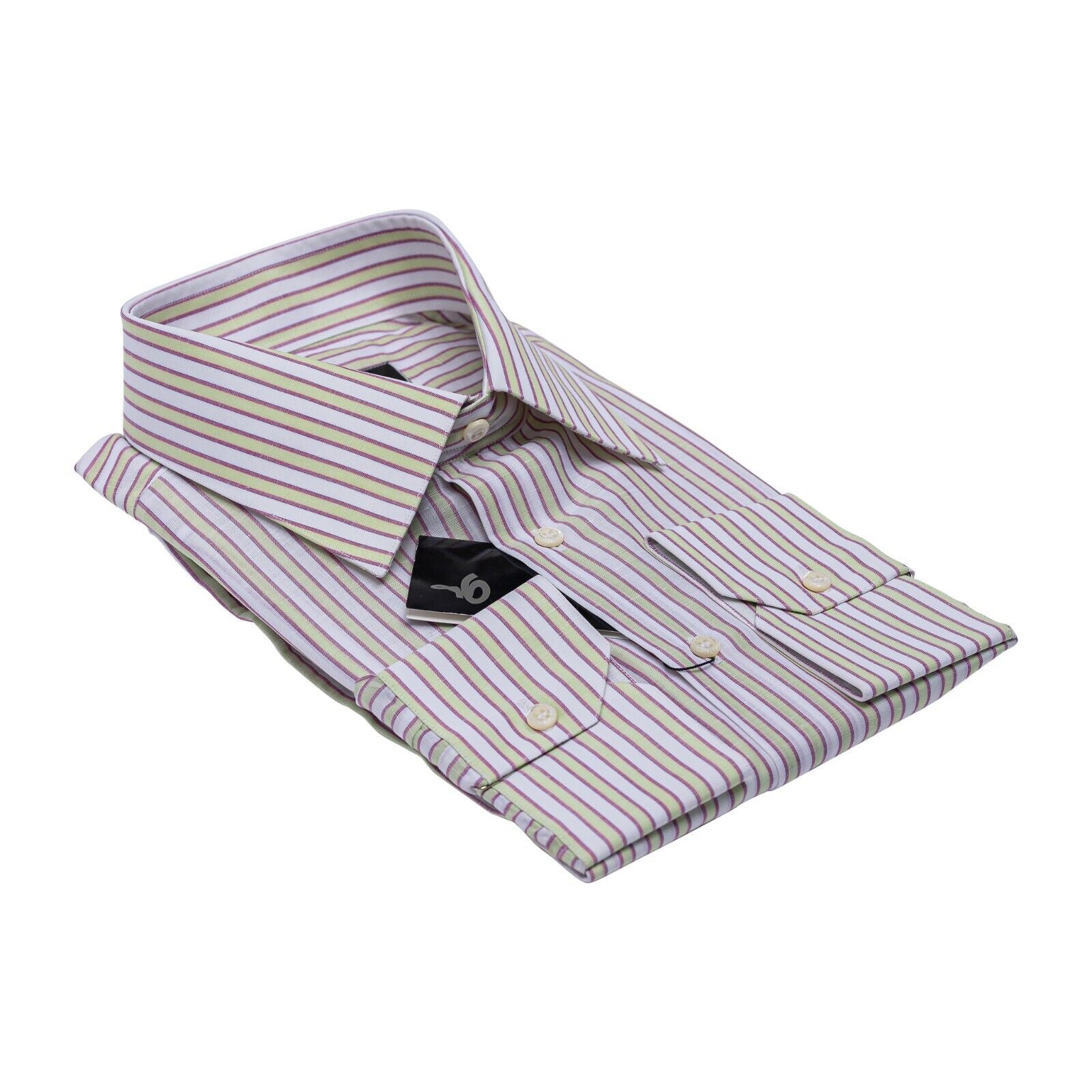 690$ ITALIAN LUXURY GERLIN Shirt Striped Linen & Cotton 16 - 41 4G ZILLI