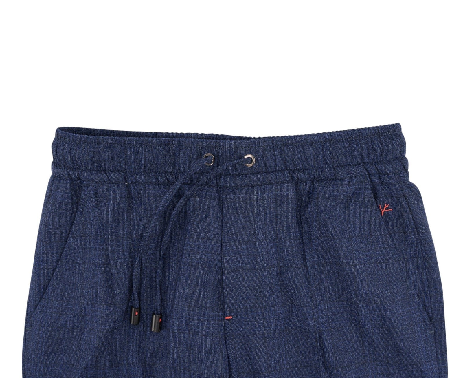 1300$ ISAIA NAPOLI Blue Glen Plain Drawstring Pant Fine Wool 28 US / 44 EU