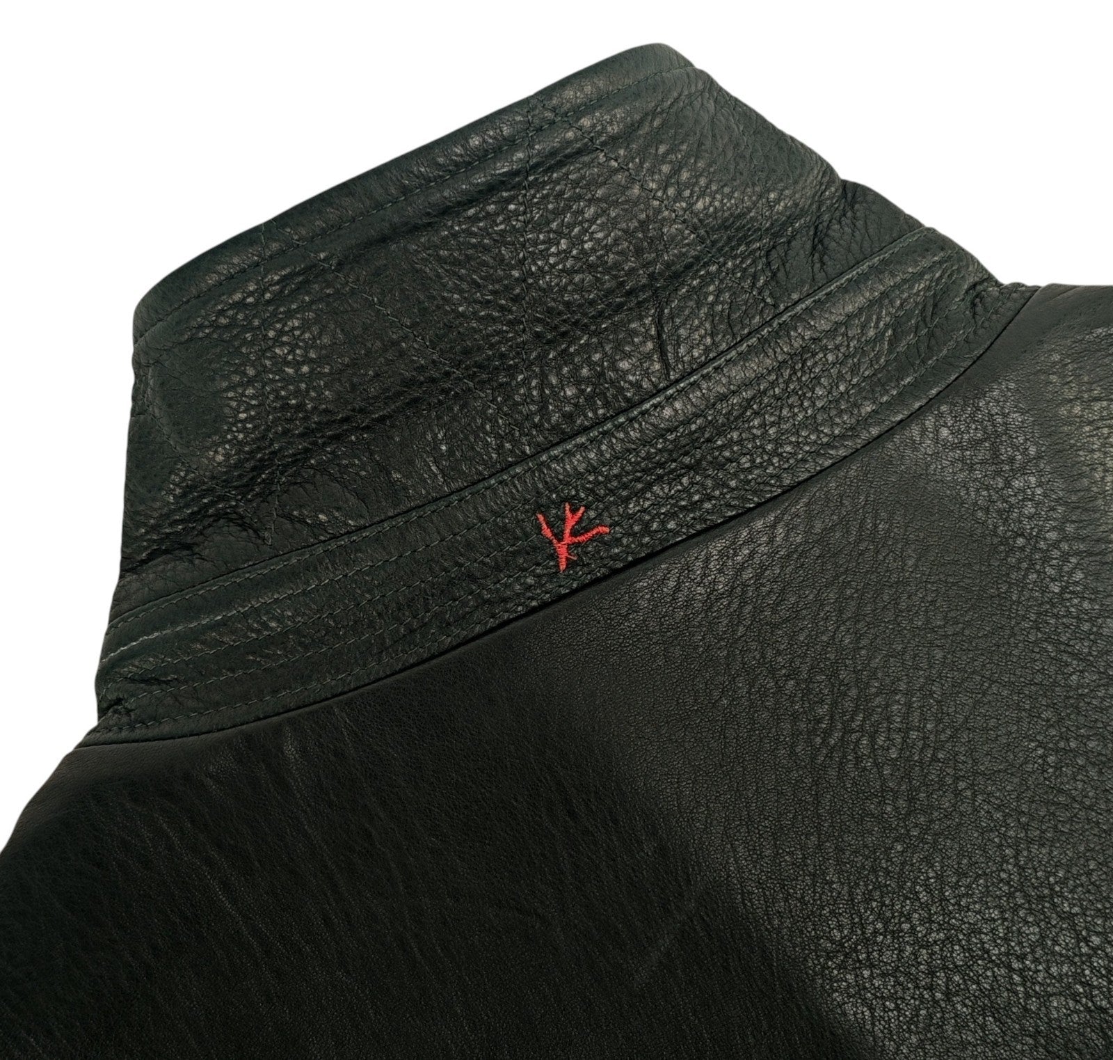 5600$ ISAIA NAPOLI Dark Green Bomber Jacket Grained Lambskin Leather
