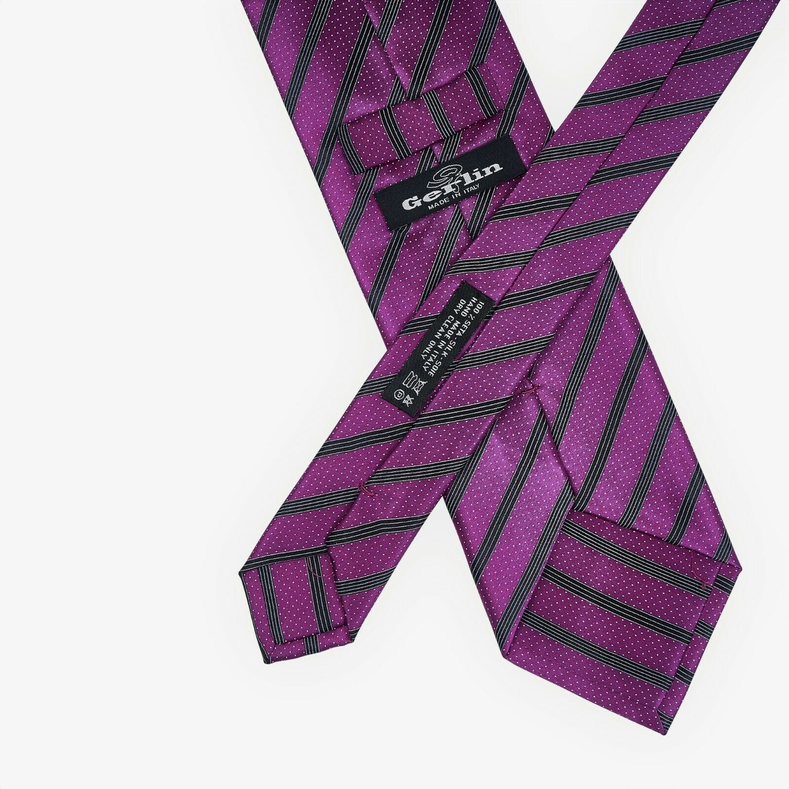 $220 ITALO FERRETTI x GERLIN Tie Satin Silk Eggplant Handmade in Italy BIJAN