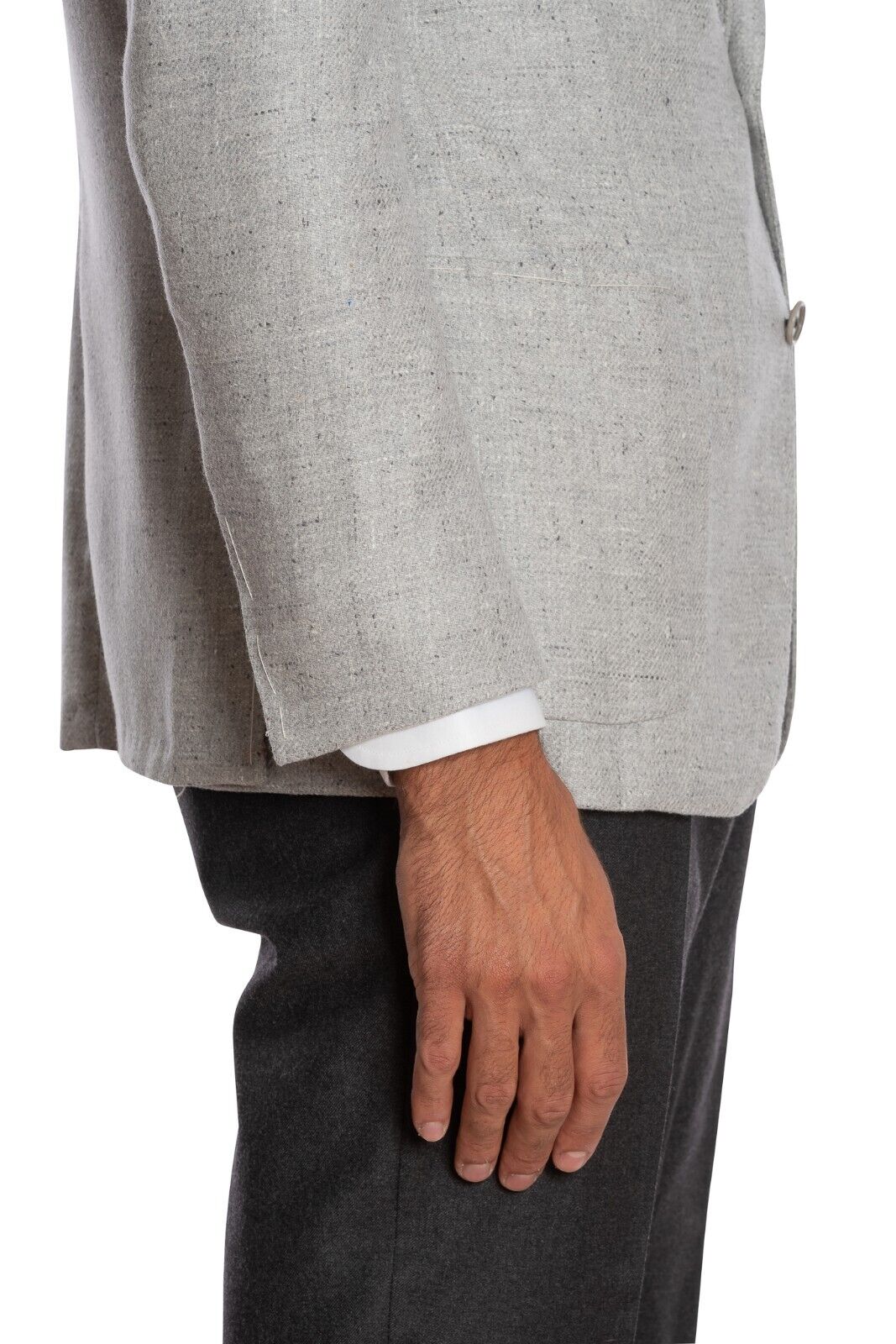 $2050 LUIGI BORRELLI "FIRENZE" Hand-Sewn Light Gray Jacket Donegal Wool