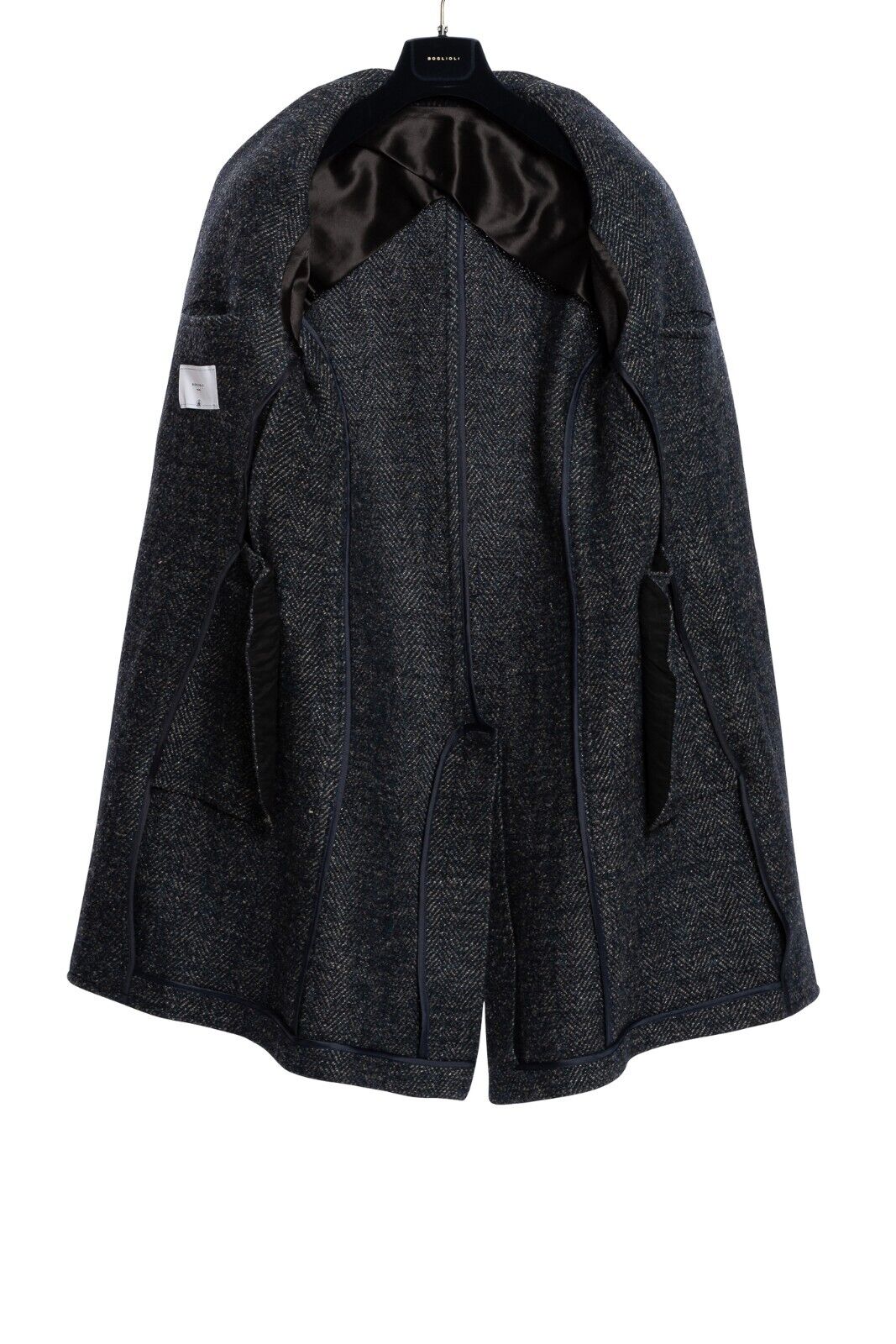 $2150 BOGLIOLI MILANO Single Braested Blue Coat K.Jacket TWEED Wool Herringbone