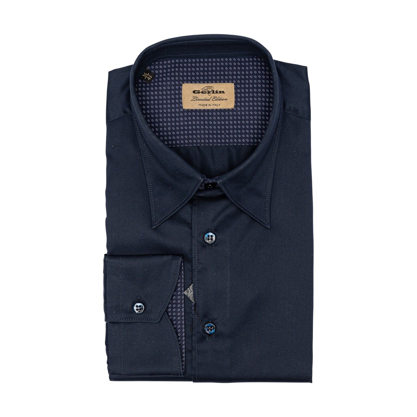 690$ ITALIAN LUXURY GERLIN Shirt Dark Blue Cotton 16 - 41 1B BIJAN