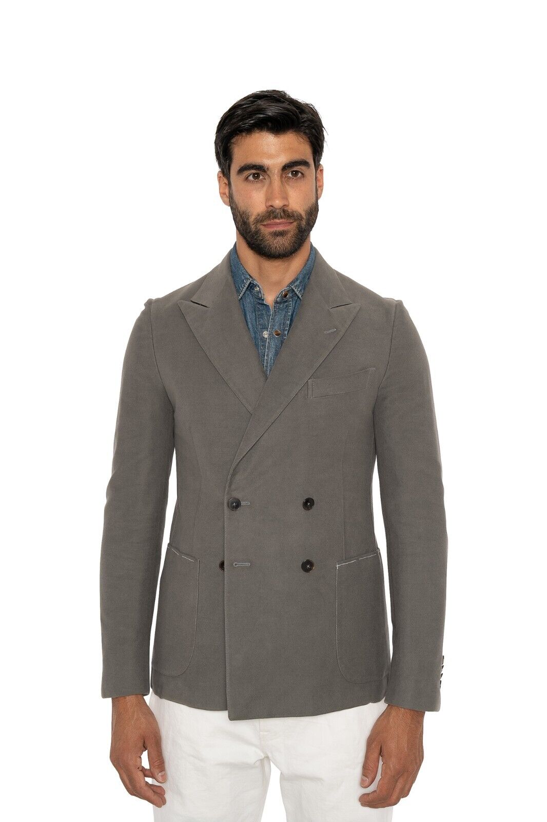 $1100 EIDOS by ISAIA NAPOLI Gray Sport Coat Jacket Cotton Moleskin 38 US / 48 EU