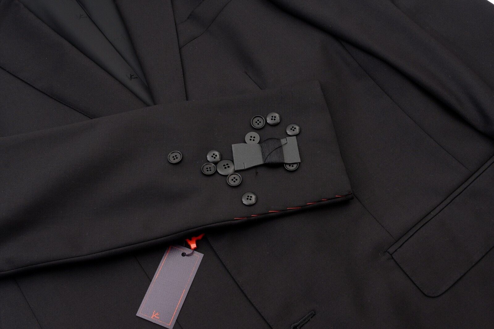 $6500 ISAIA NAPOLI "Aquaspider" Black Hand-Sewn Suit Fine Wool 8R ( Regular)
