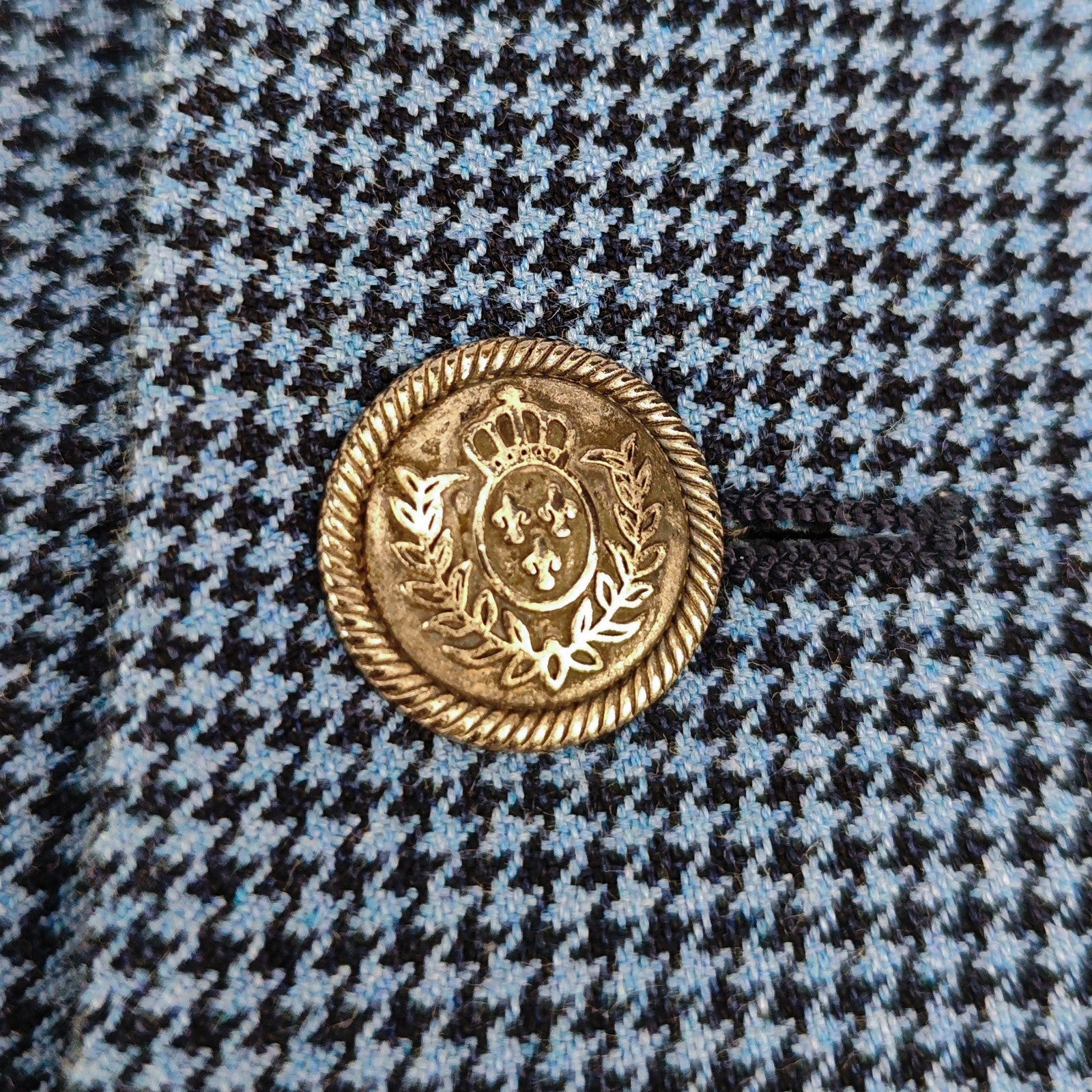 1450$ RAFFAELE CARUSO Blue Houndstooth Cotton 3/2 Roll Sport Coat 42 US / 52 IT