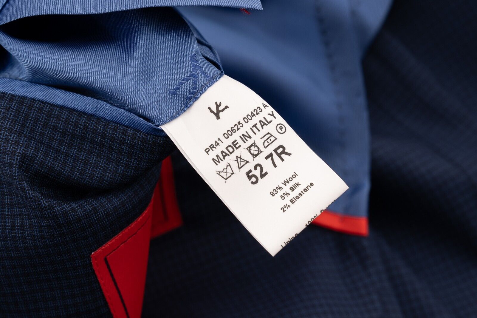 $5800 ISAIA NAPOLI Blue Hand-Sewn Checks Suit Fine Wool / Silk 7R ( Regular)