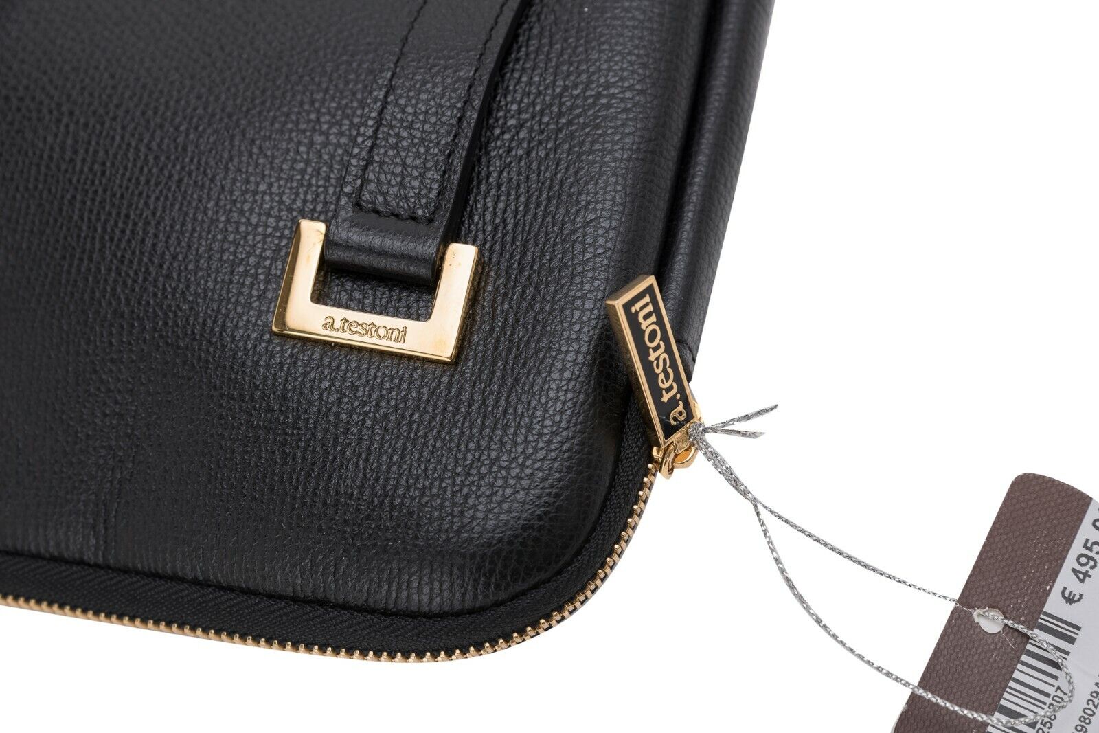 $620 Testoni Bologna Black Karibu Calf Clutch Bag / Document Holder + PC case