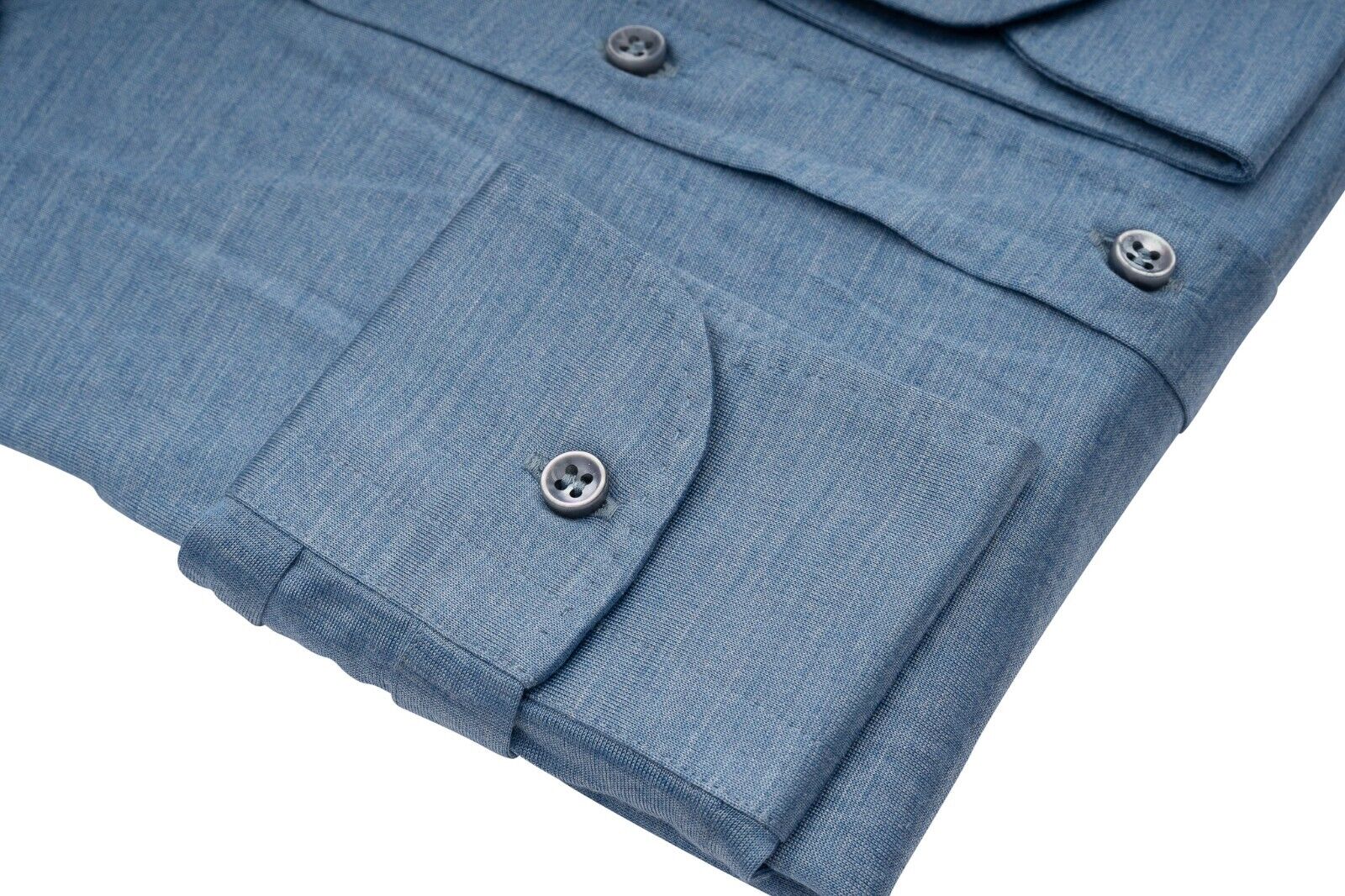 1400$ MAROL BOLOGNA Hand-Sewn Shirt Blue 100% COMO SILK Jersey 15.5 - 39