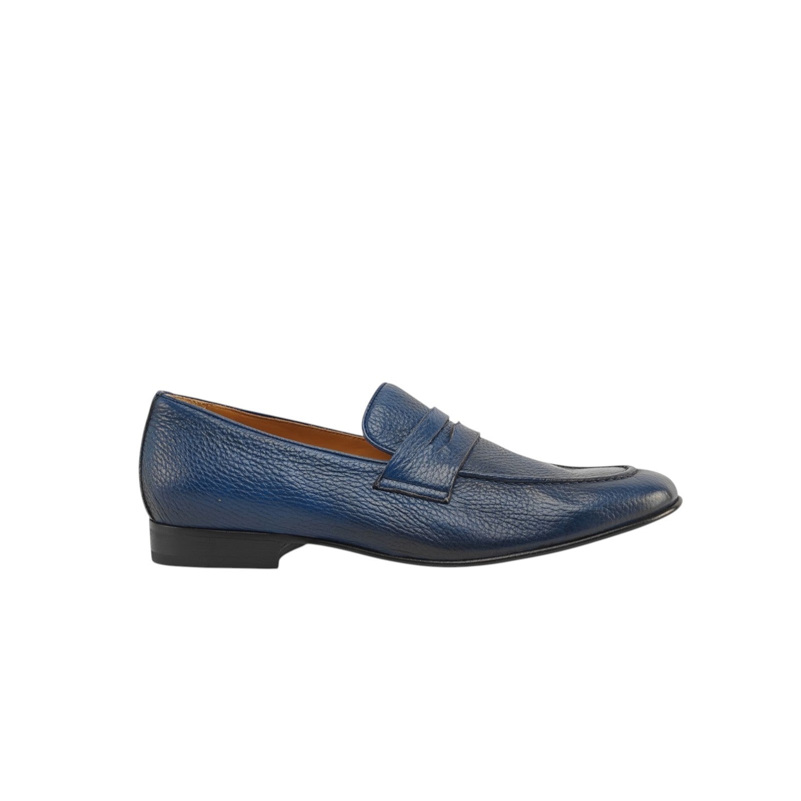 1300$ TESTONI "Pompei" Penny Loafer BOLOGNESE Deerskin Blue 8 UK / 9 US / 42 IT