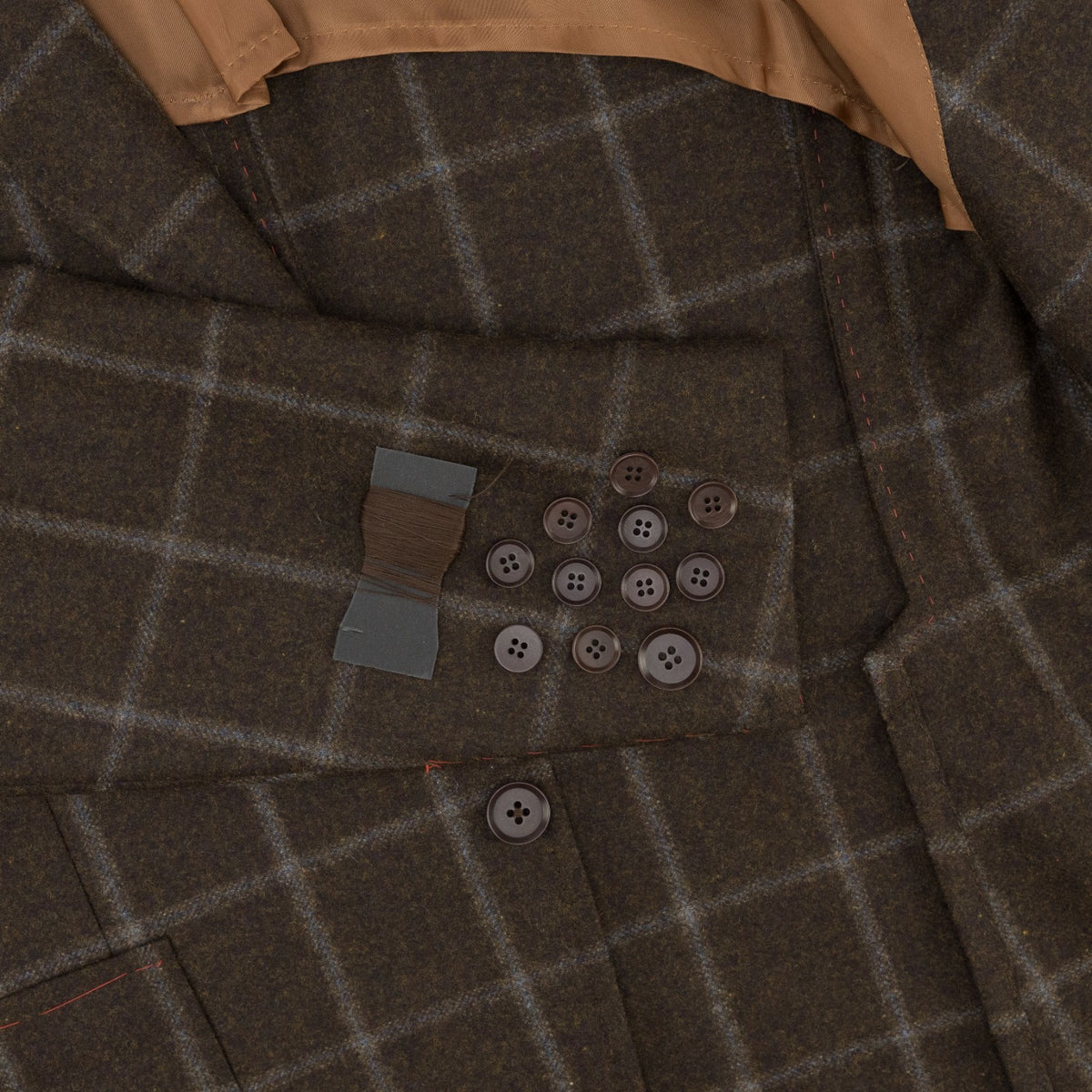 $6600 ISAIA "Capri" Dark Brown Suit Flannel Wool Windowpane 38 US / 48 EU 7R