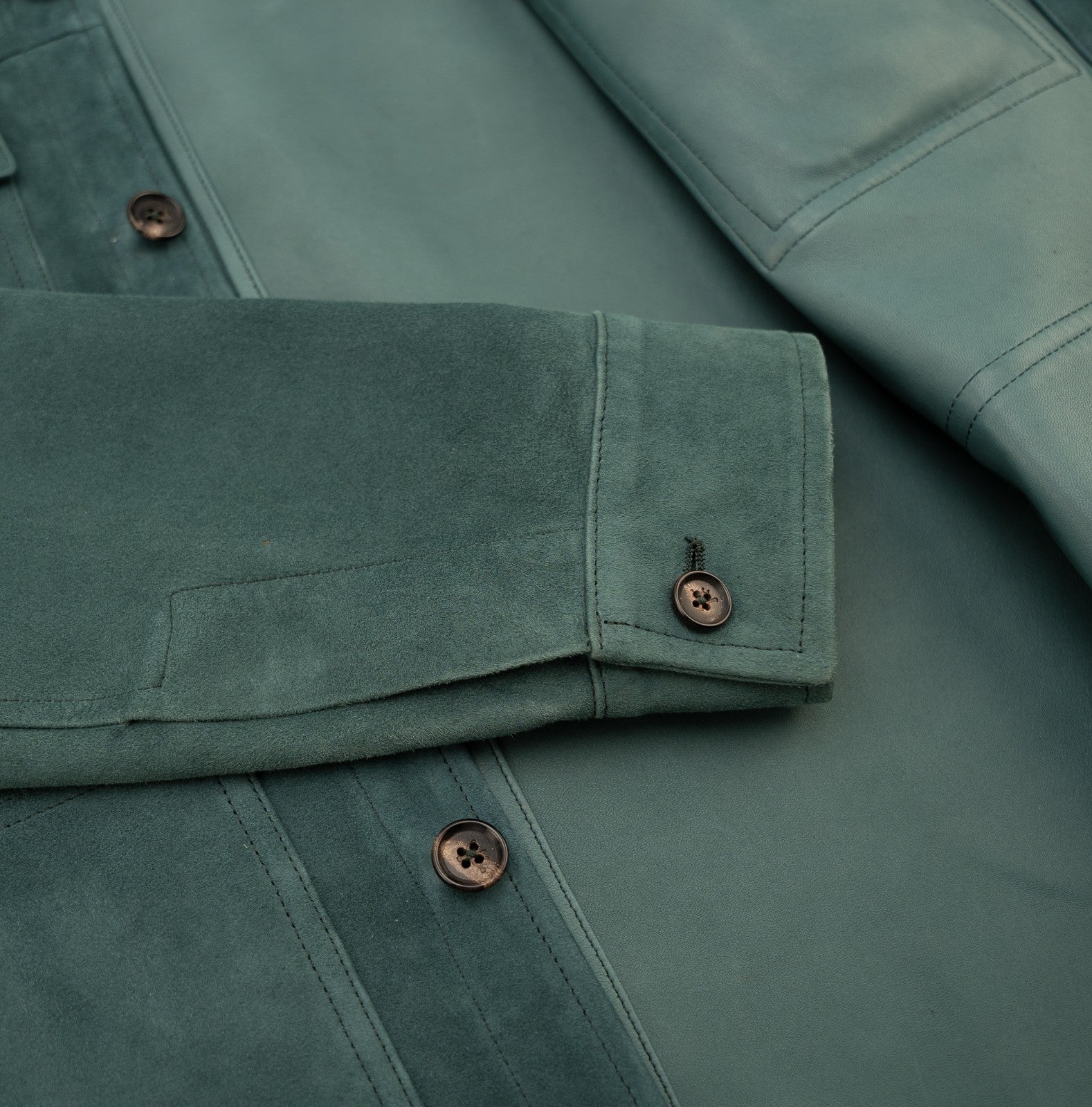 5500$ ISAIA Green Forest Overshirt Jacket Suede Lambskin Leather 38 US / 48 EU