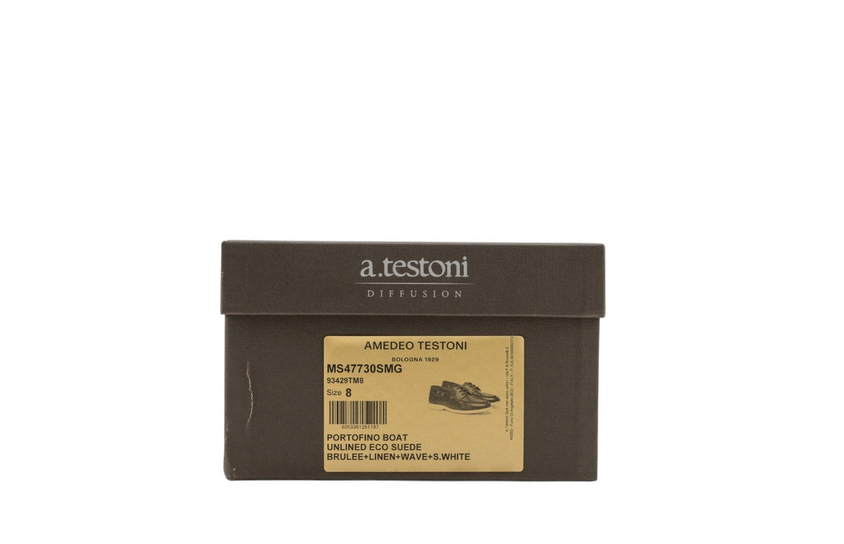 900$ TESTONI "Portofino" Boat Shoes Unlined Suede Brulee 8 UK / 9 US / 42 IT