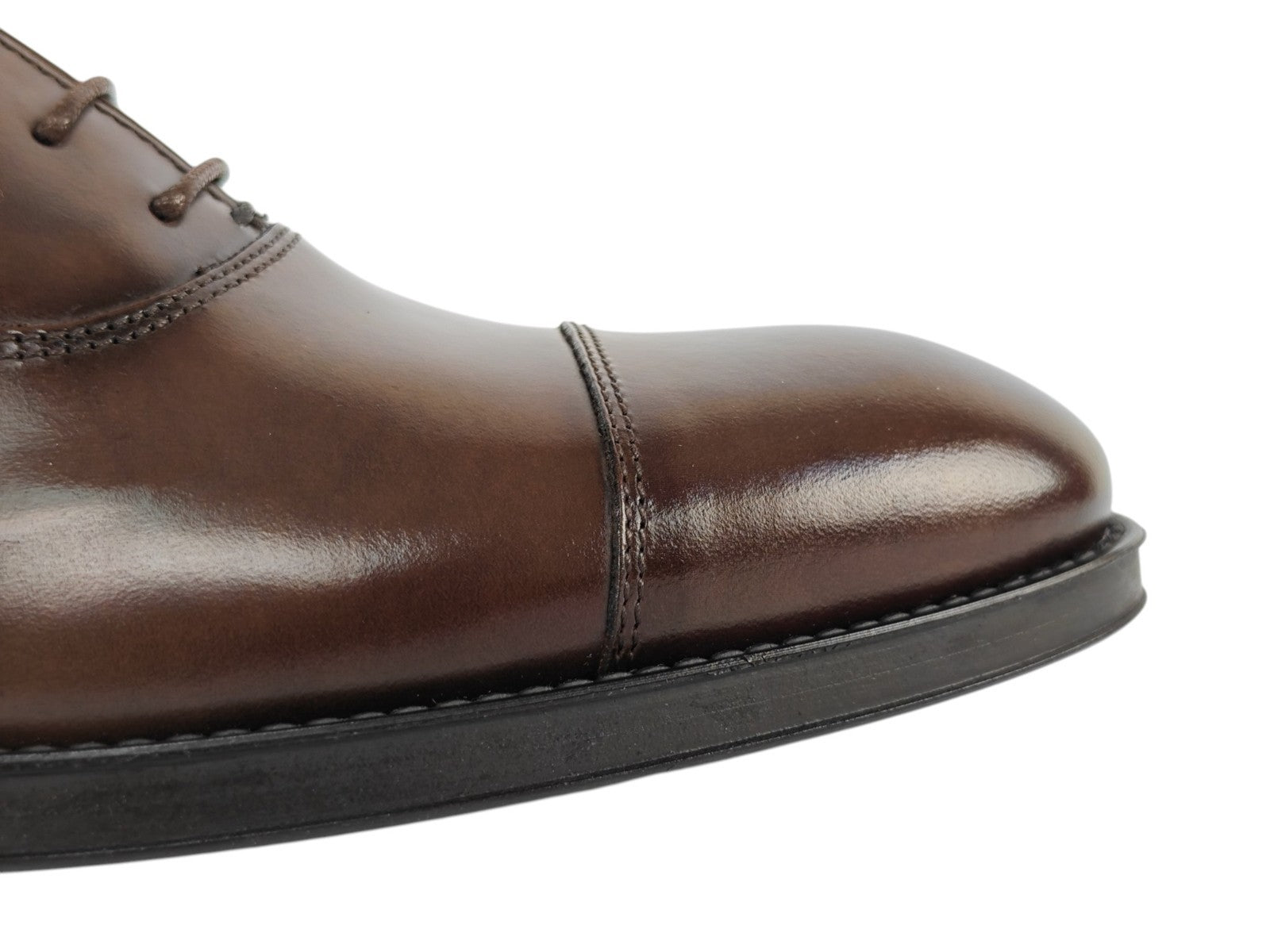 1050$ TESTONI Bologna 1929 Oxford Burnished Calf Cigar Shoes 9 UK 10 US 43 IT